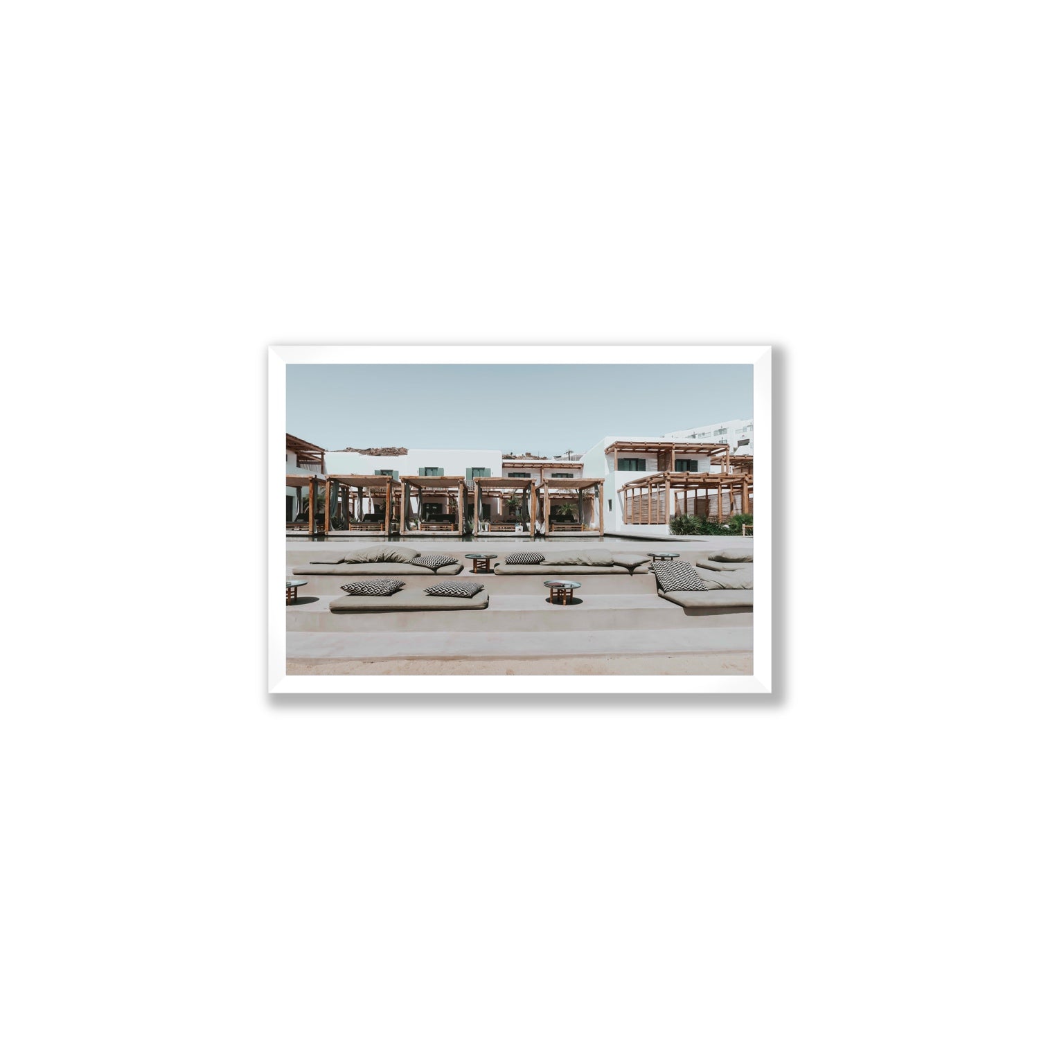 Platis Gialos fine art print, Mykonos, Greece, Medium, White Frame · Full Bleed, Fine Art Print