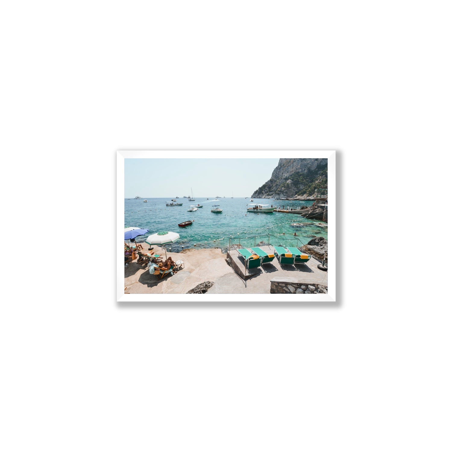Save Me A Seat Capri Mediterranean wall art Medium full-bleed fine art print in white frame