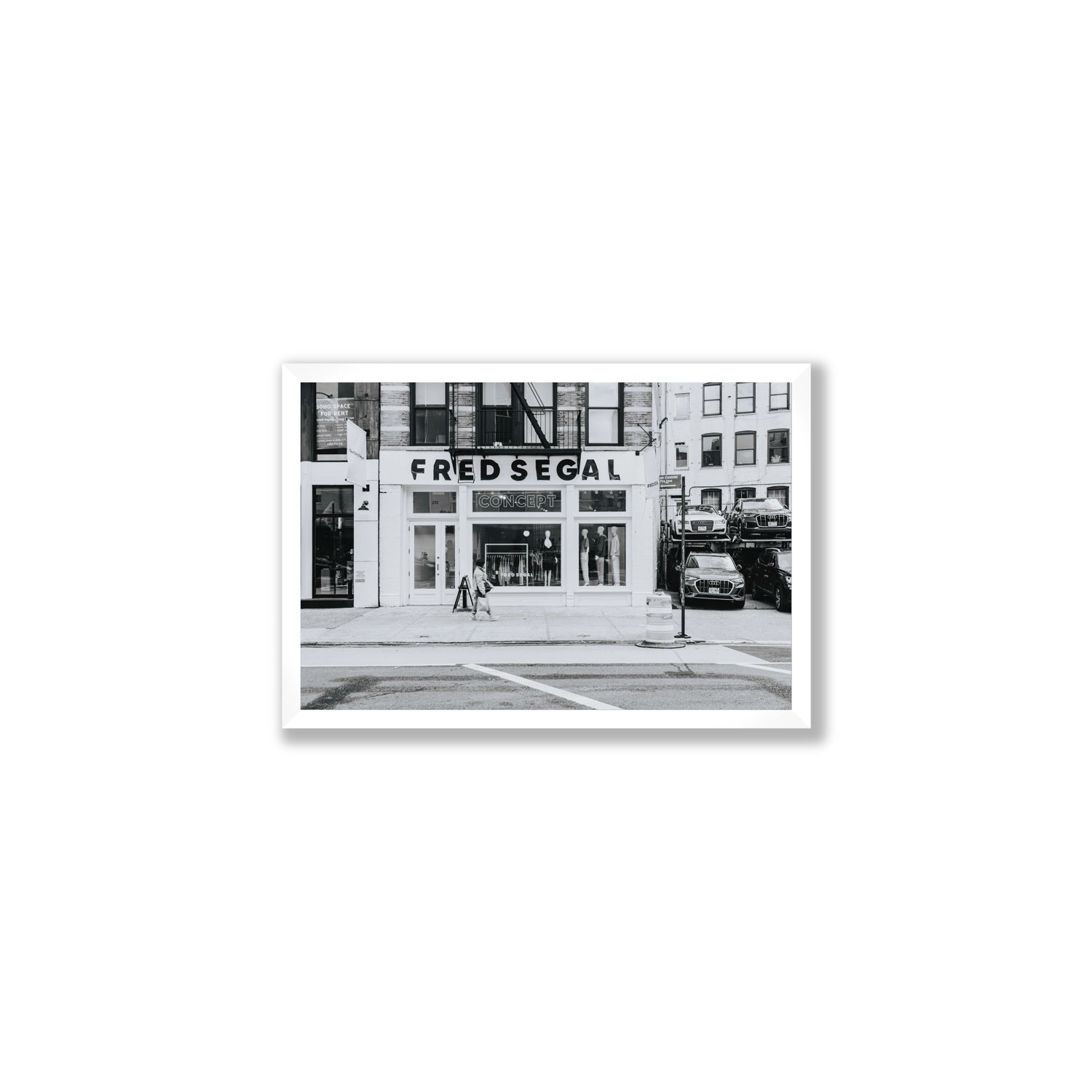 Noir York New York NYC Black & White wall art Medium full-bleed fine art print in white frame