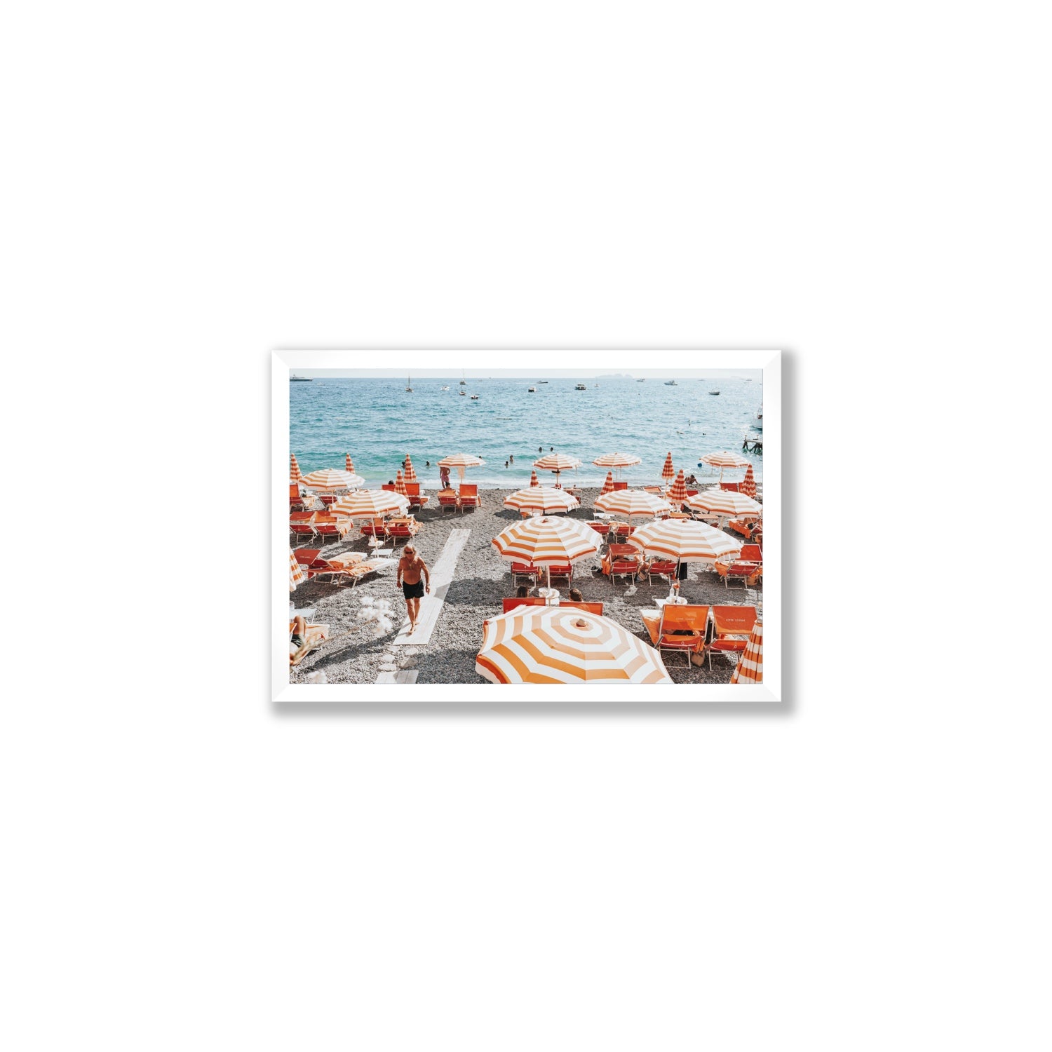 Shoreline Strut Positano wall art Medium full-bleed fine art print in white frame
