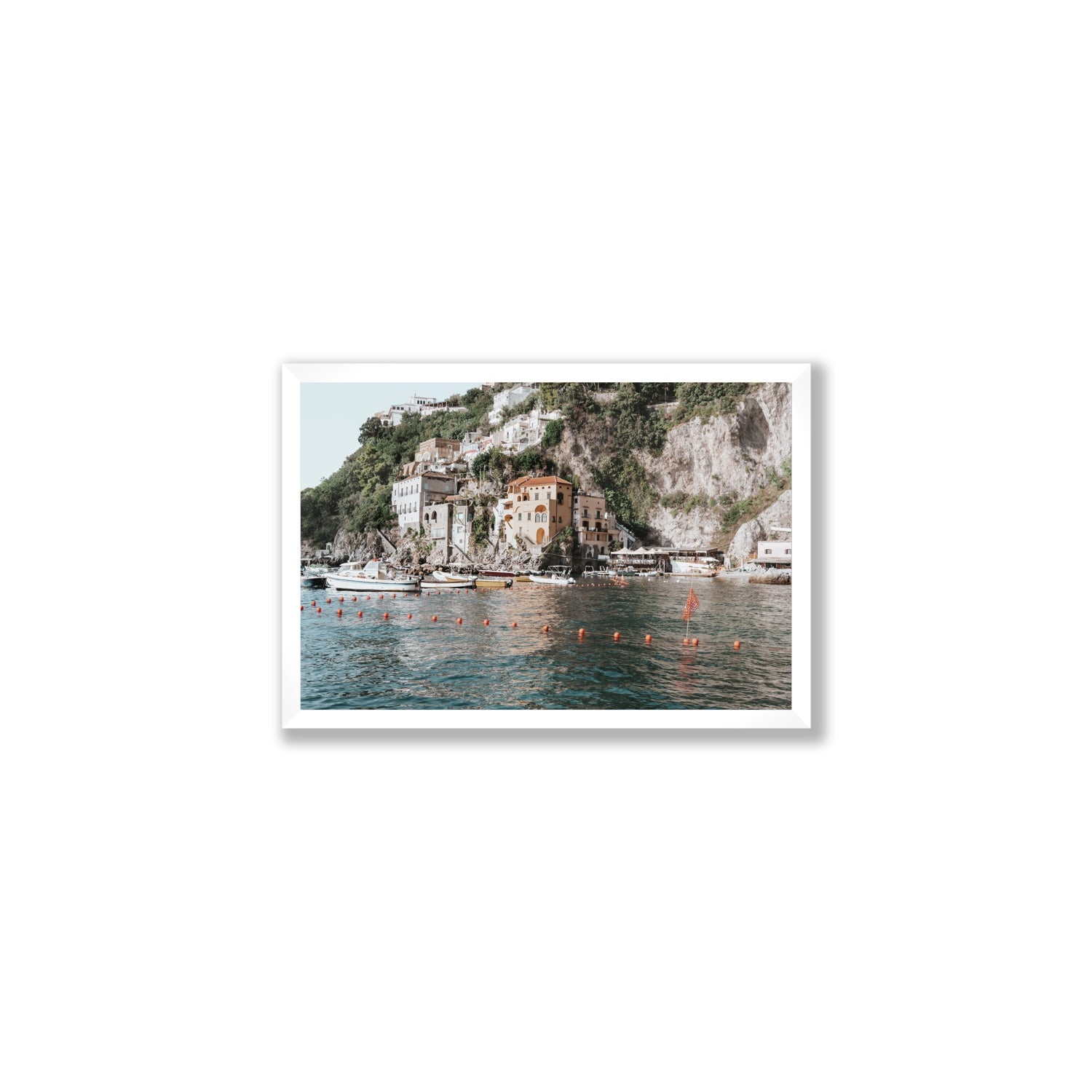 Amalfi Villas fine art print, Amalfi, Italy, coastal scenes artwork, Medium, White Frame · Full Bleed, Fine Art Print