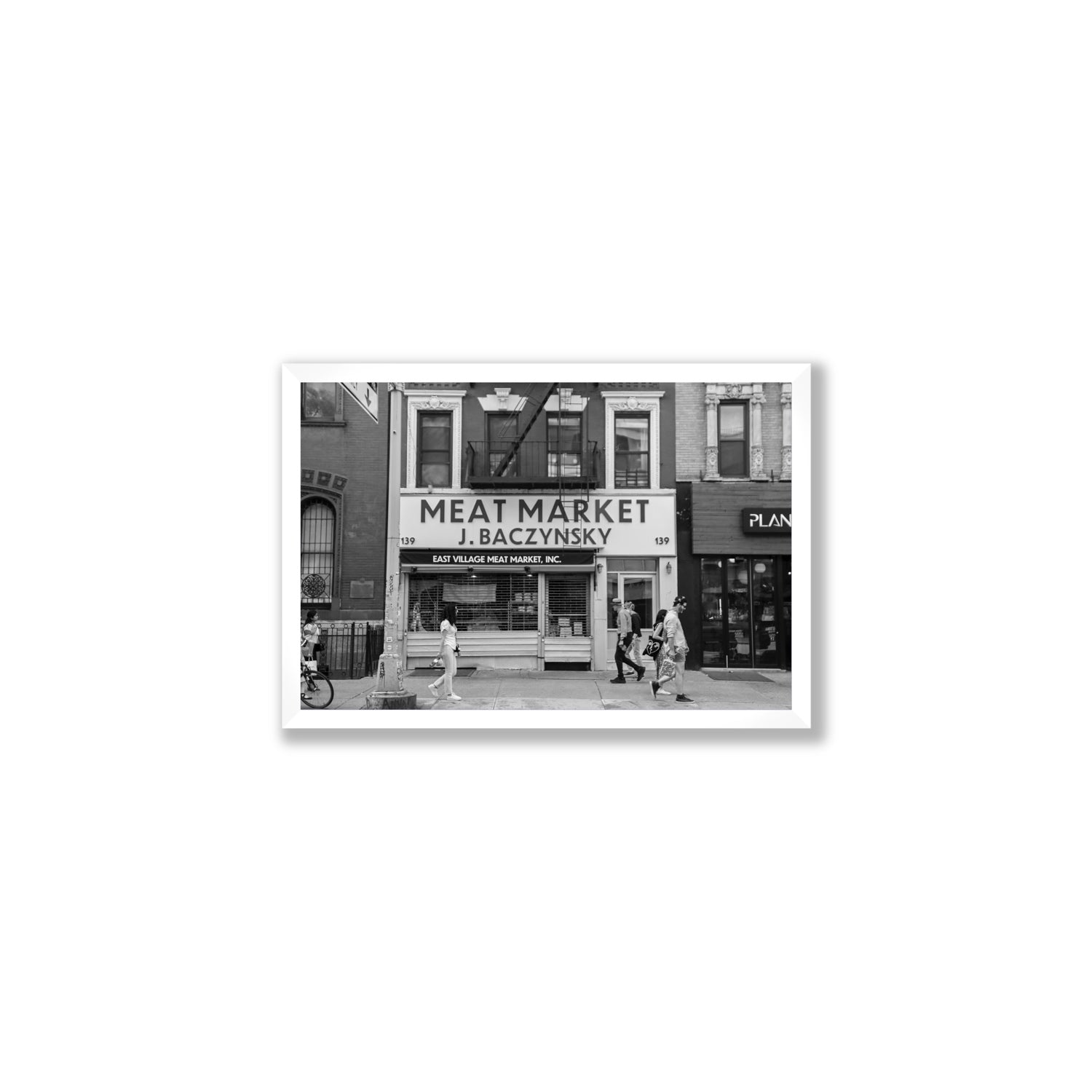 Meat District New York NYC Black & White wall art Medium full-bleed fine art print in white frame