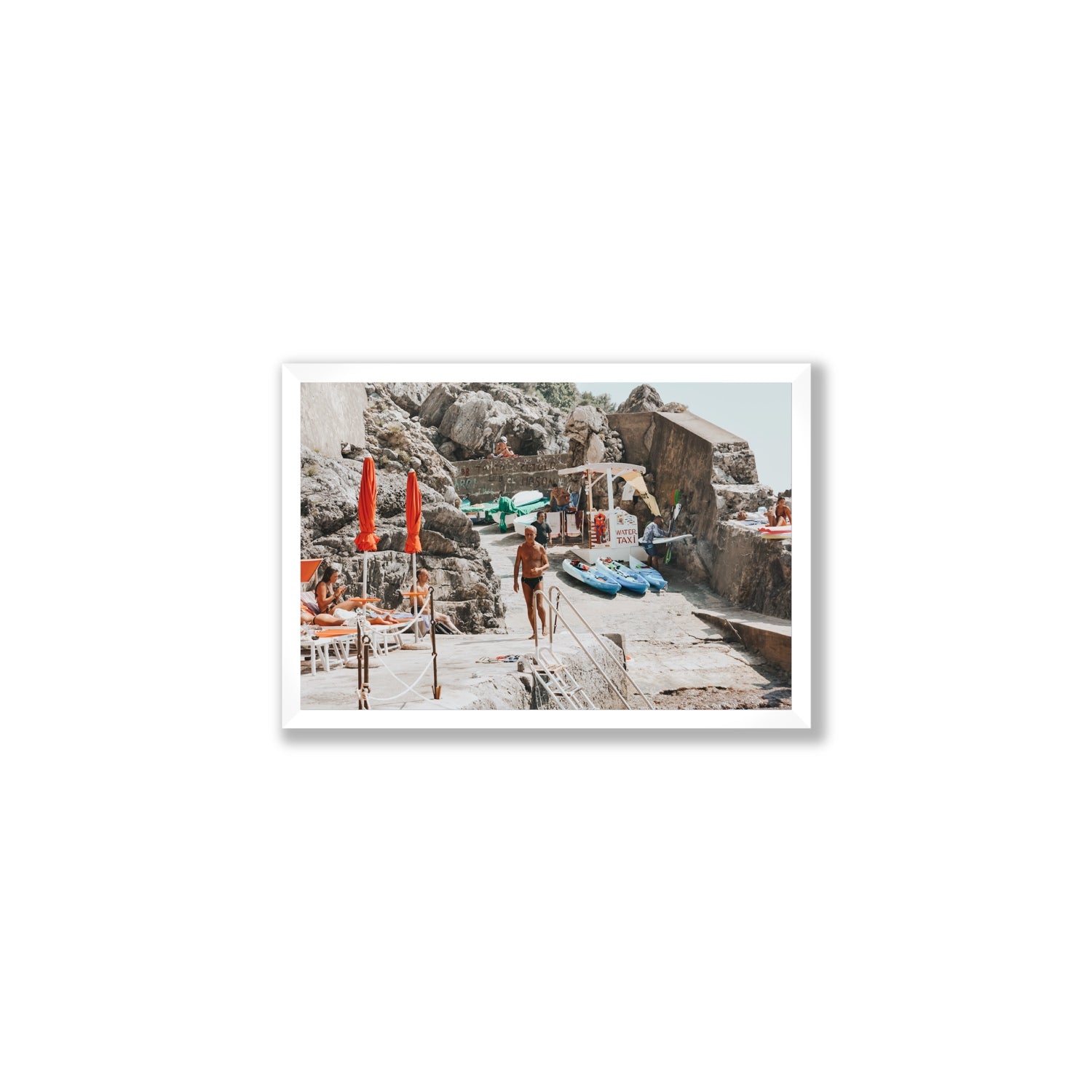 The Local Praiano Amalfi Coast Mediterranean wall art Medium full-bleed fine art print in white frame