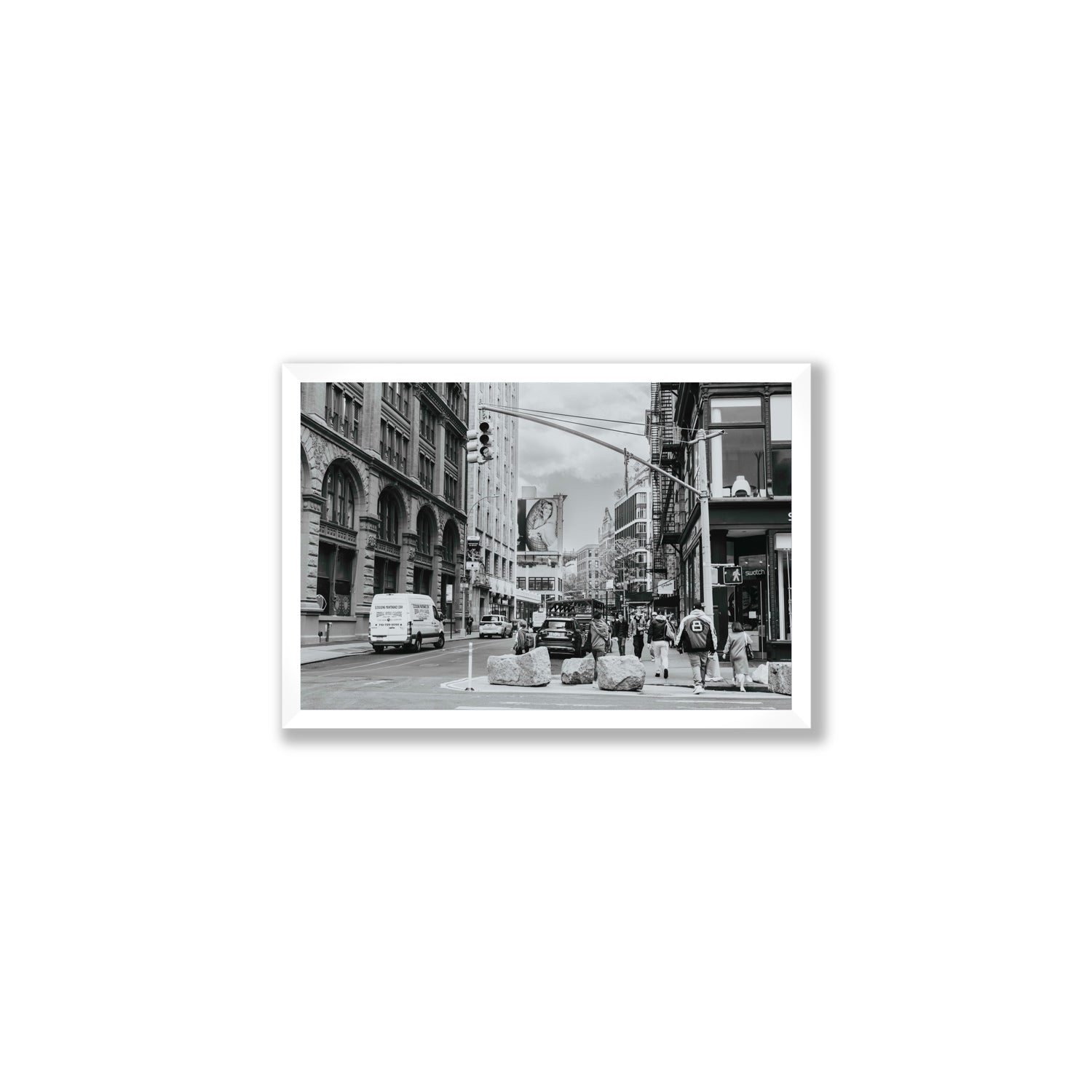 Inkwell Metropolis New York NYC Black & White wall art Medium full-bleed fine art print in white frame