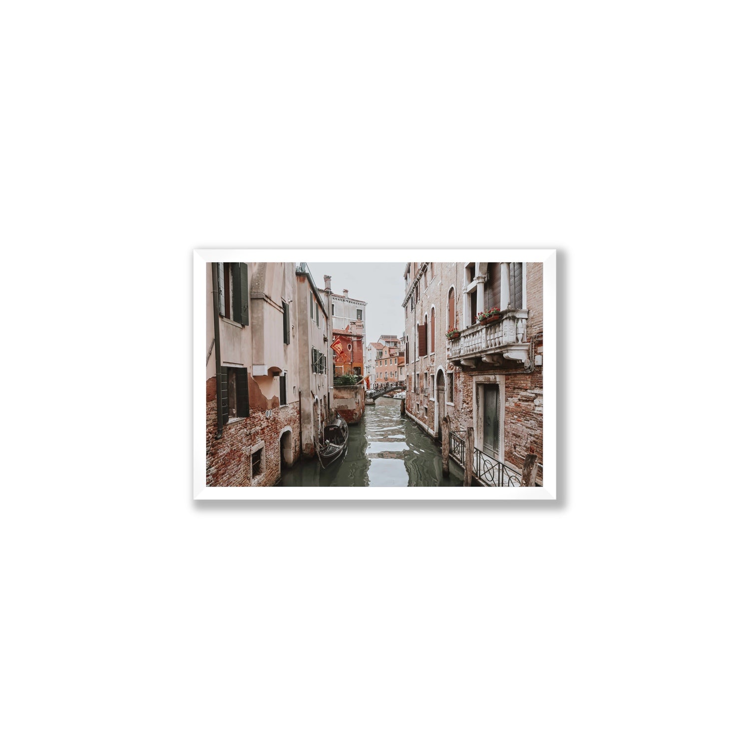 Venetian Gothic Venice Canal Italian wall art Medium full-bleed fine art print in white frame