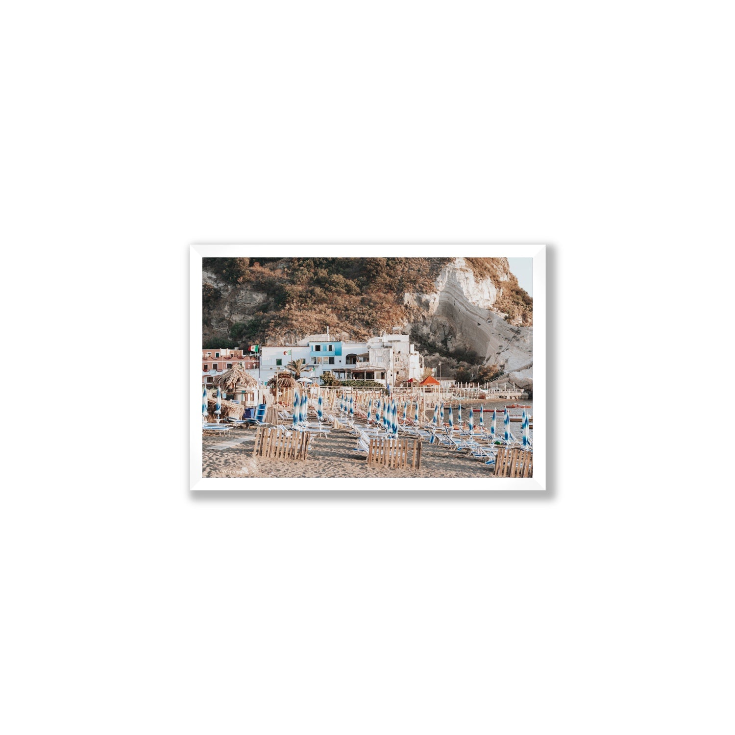 Sant' Angelo Ischia Italian coastal wall art Medium full-bleed fine art print in white frame