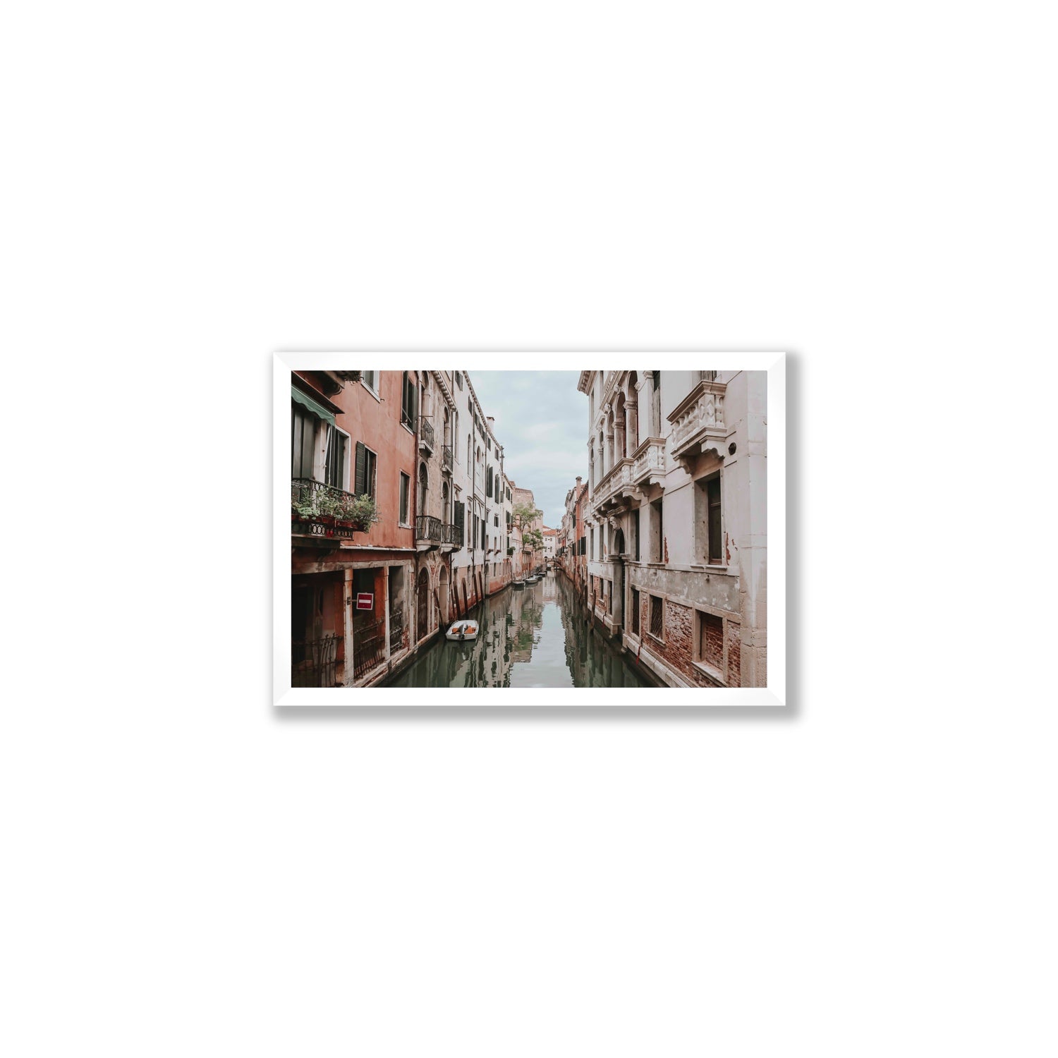 The Floating City Venice Canal Italian decor wall art Medium full-bleed fine art print in white frame