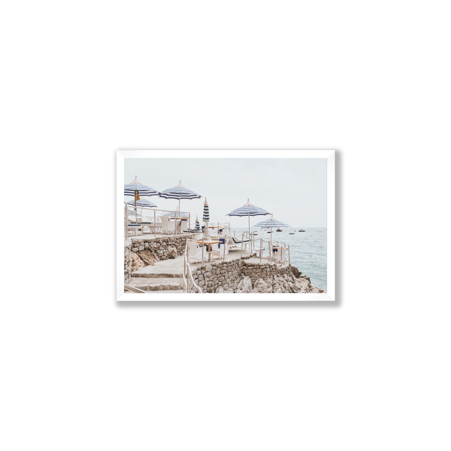 Ombrelloni fine art print, Positano, Italy, Medium, White Frame · Full Bleed, Fine Art Print