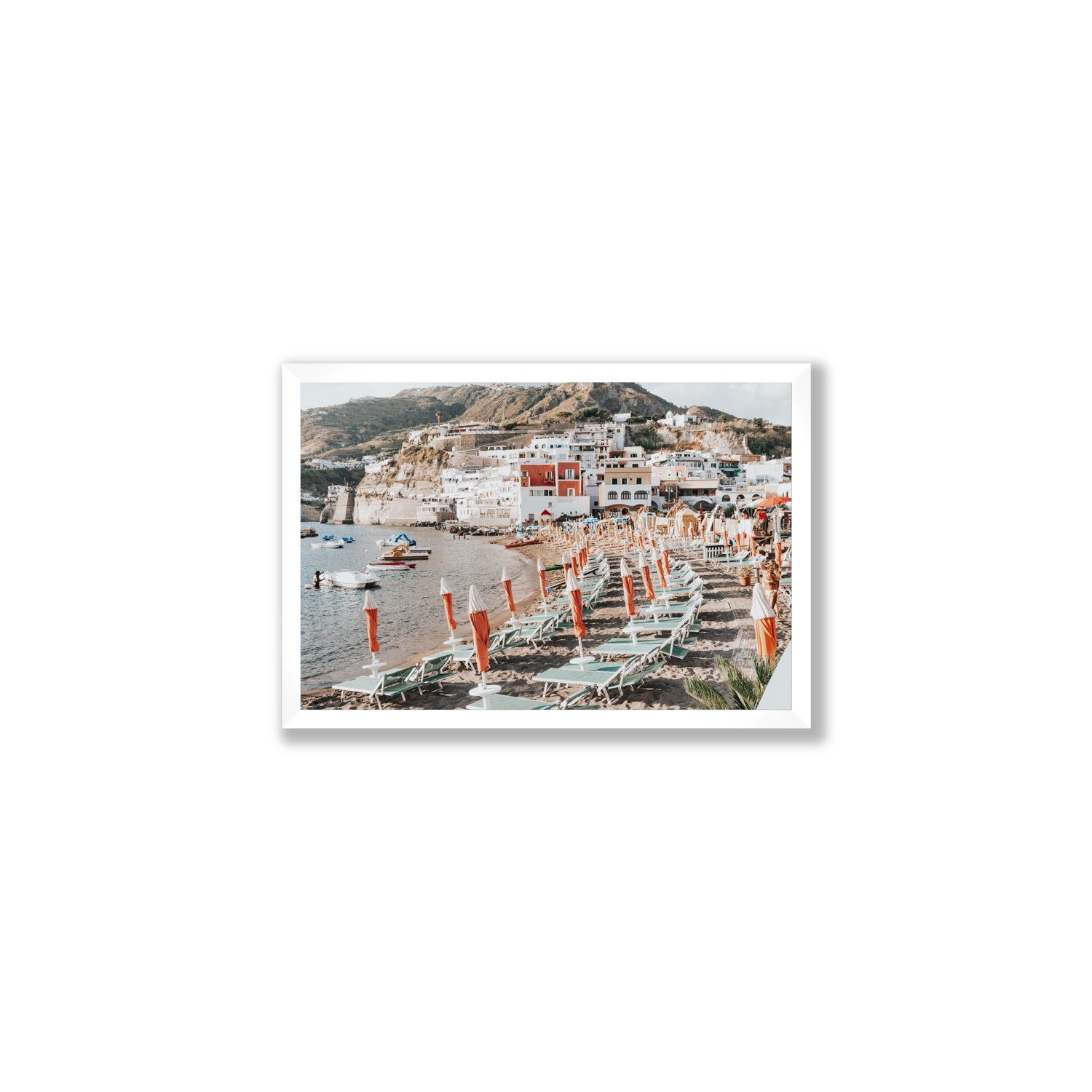 Sole Estivo Ischia Italian coastal wall art Medium full-bleed fine art print in white frame