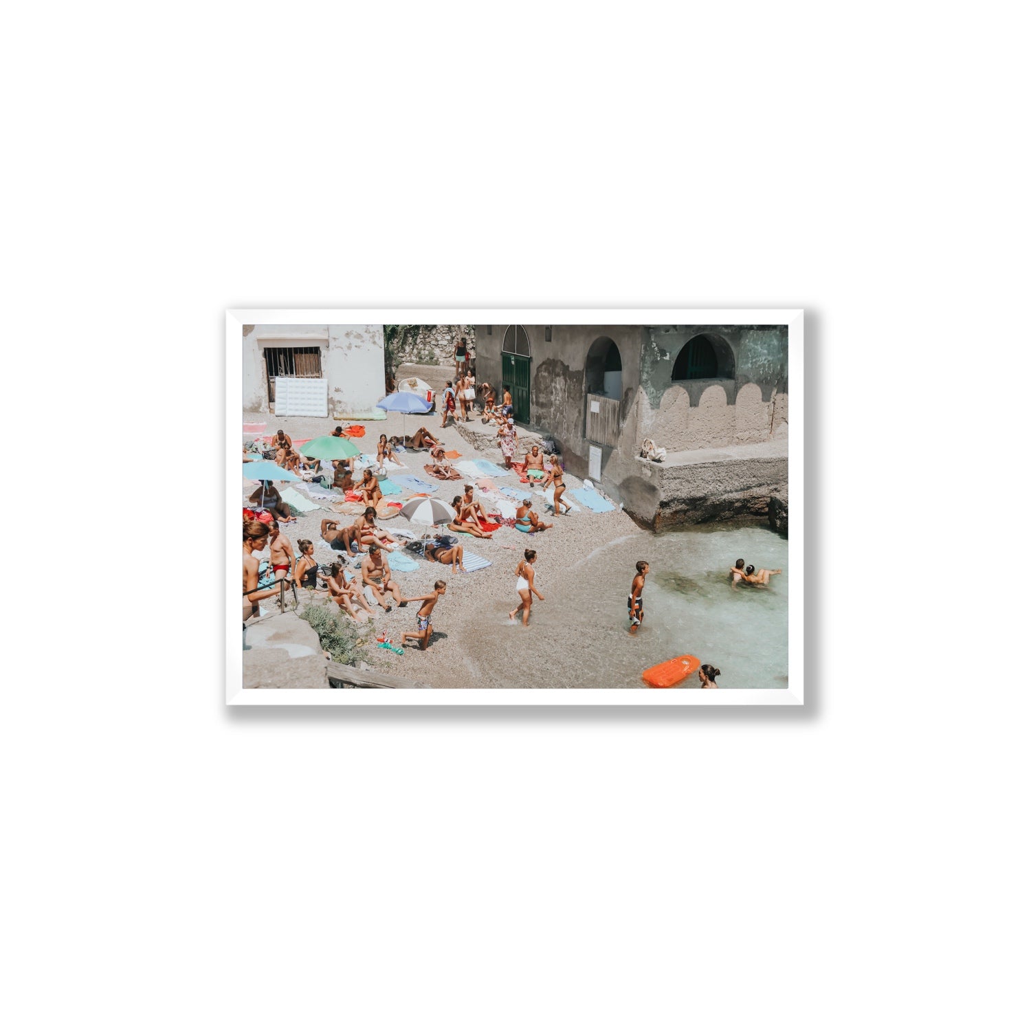 Heatwave Capri beach coastal wall art Large full-bleed fine art print in white frame