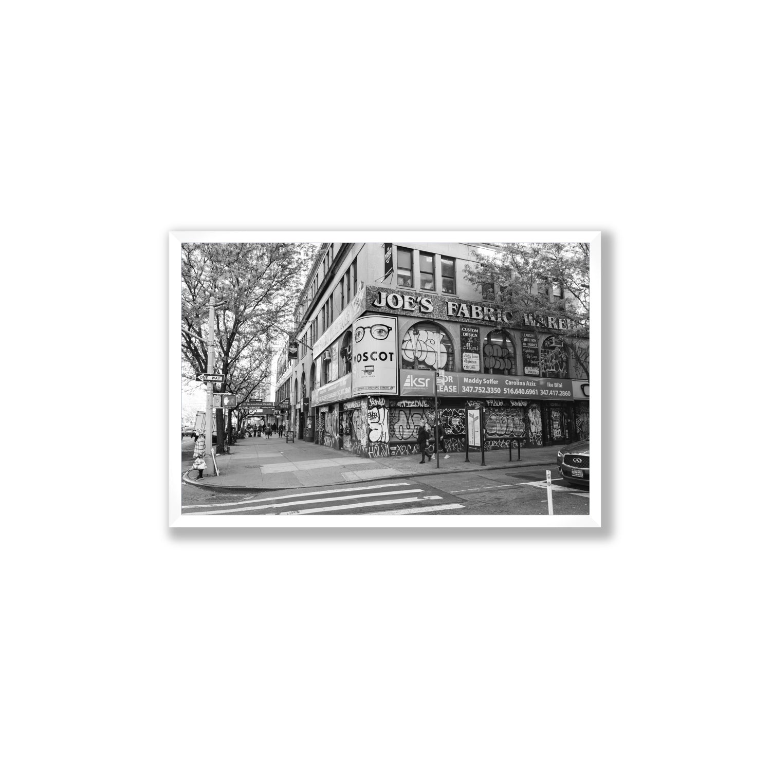Wall Poetry New York NYC Black & White wall art Large full-bleed fine art print in white frame