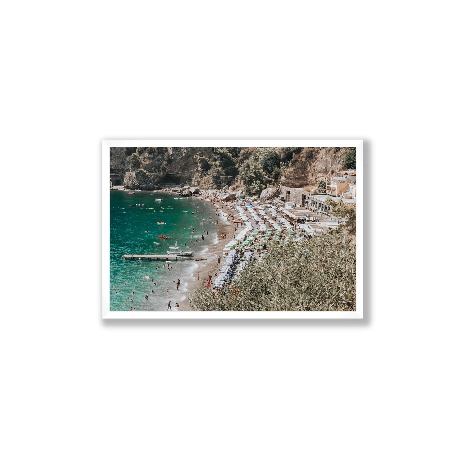 Fornillo Beach fine art print, Positano, Italy, Large, White Frame · Full Bleed, Fine Art Print