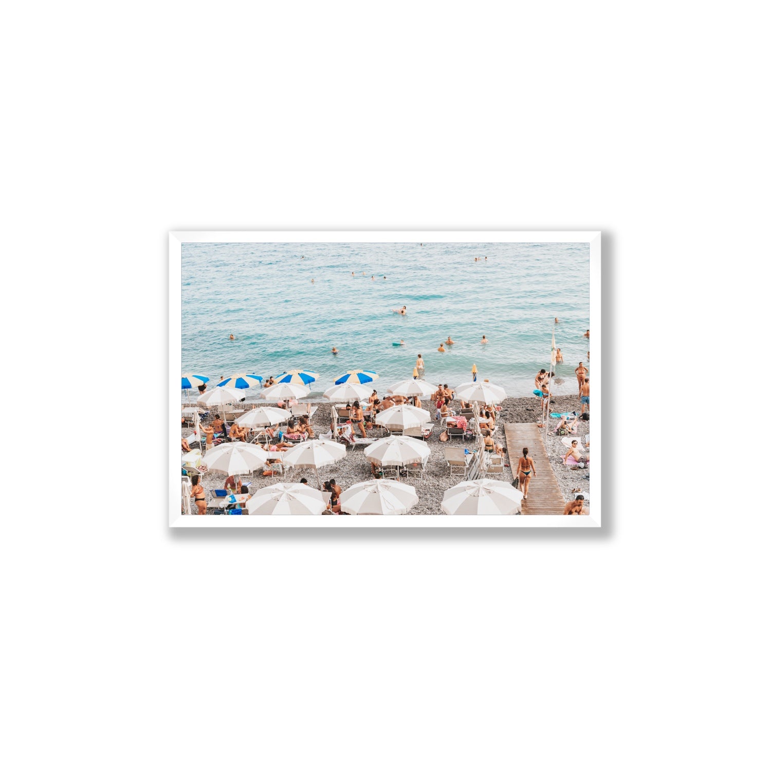 Dreamscape Amalfi Italian beach wall art Large full-bleed fine art print in white frame