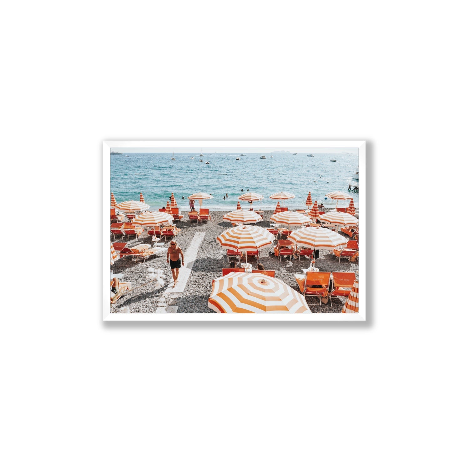 Shoreline Strut Positano wall art Large full-bleed fine art print in white frame