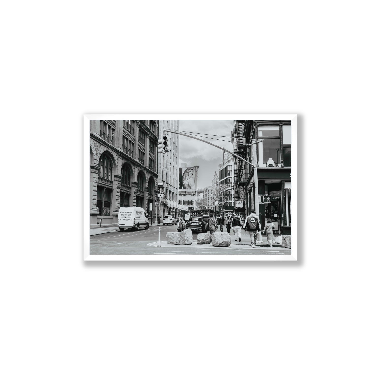 Inkwell Metropolis New York NYC Black & White wall art Large full-bleed fine art print in white frame