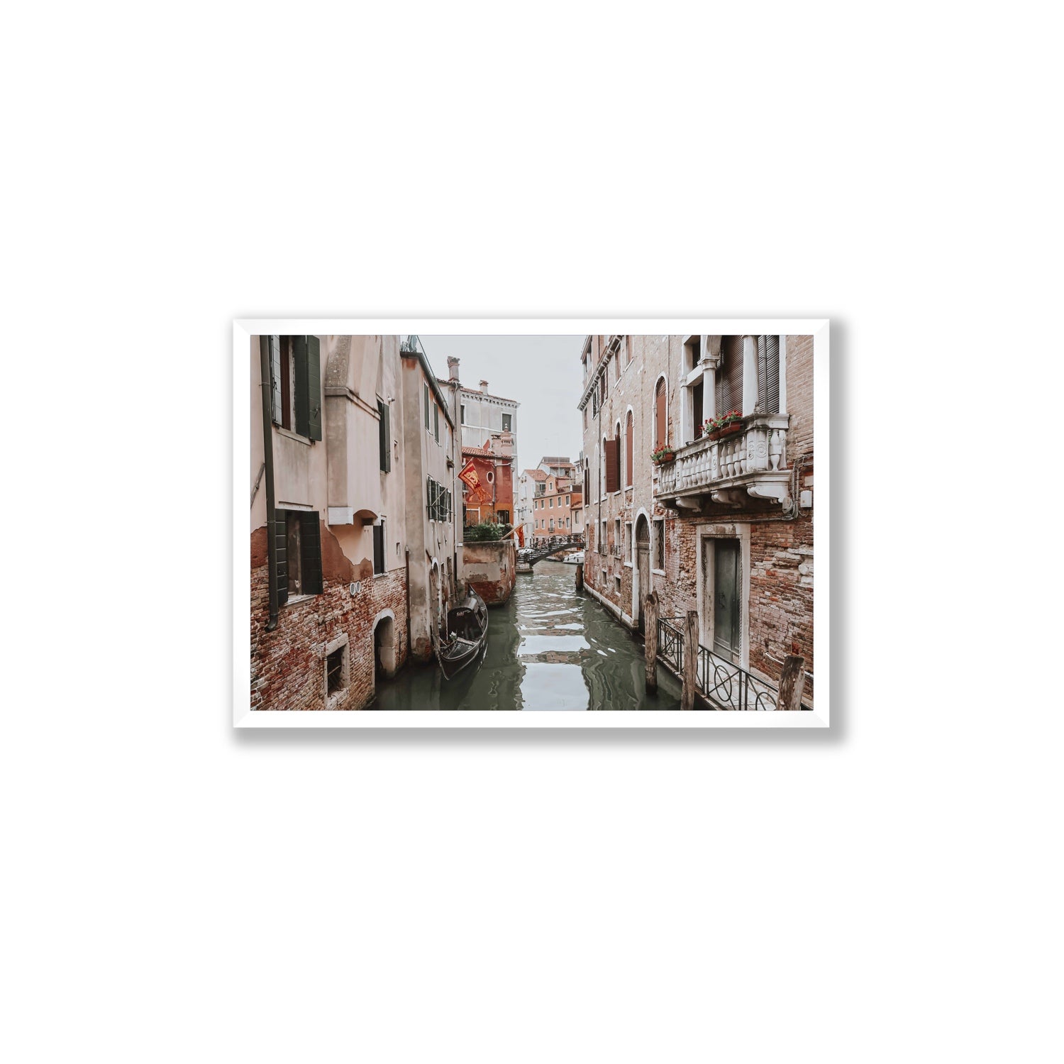 Venetian Gothic Venice Canal Italian wall art Large full-bleed fine art print in white frame