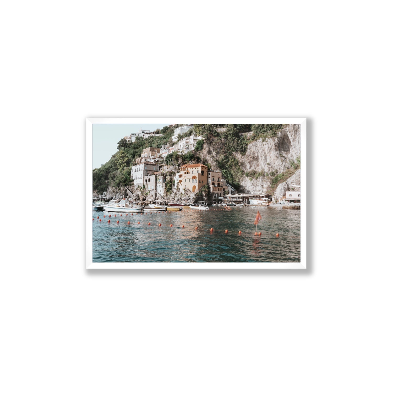 Amalfi Villas fine art print, Amalfi, Italy, coastal scenes artwork, Large, White Frame · Full Bleed, Fine Art Print