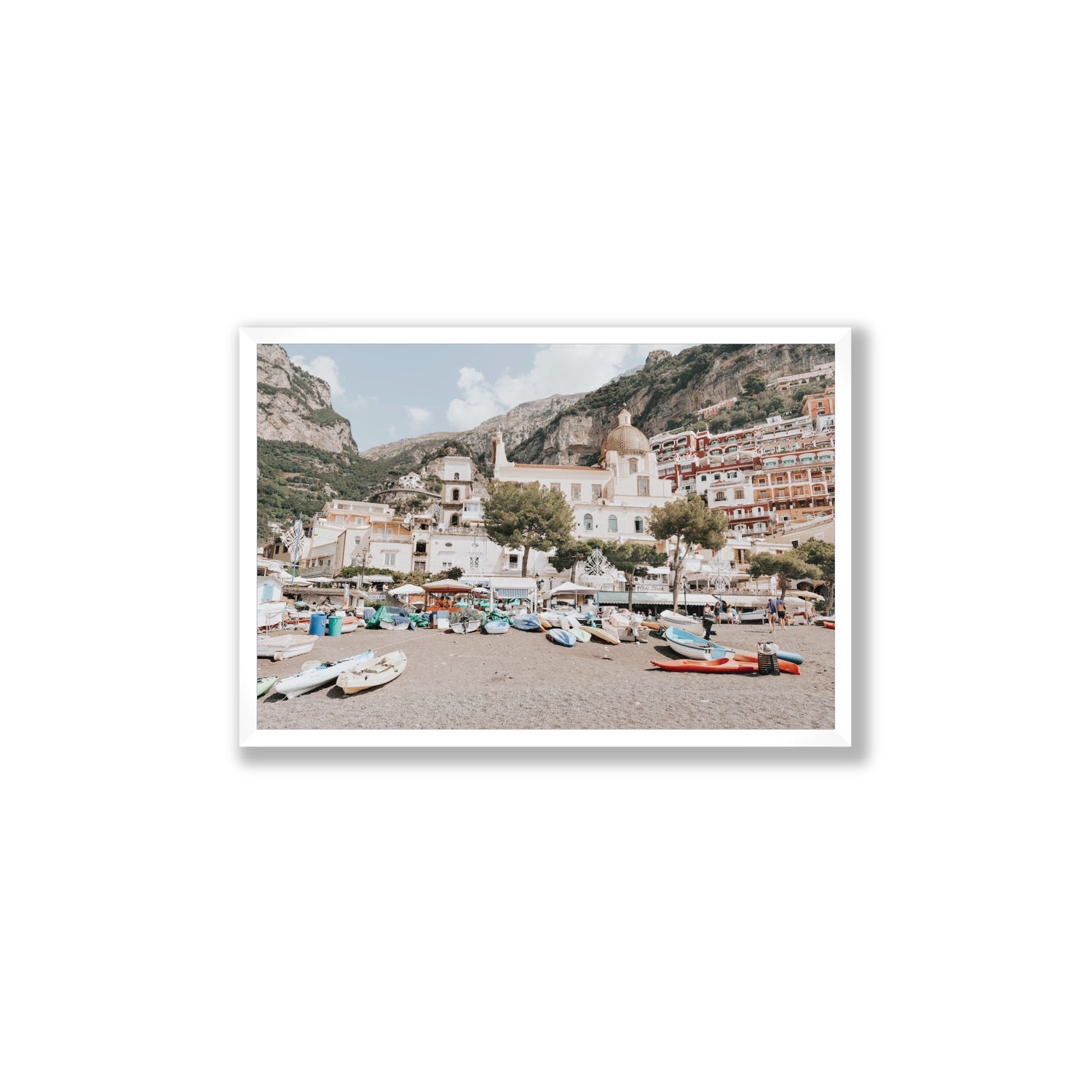 Pastel Paradise fine art print, Positano, Italy, Large, White Frame · Full Bleed, Fine Art Print