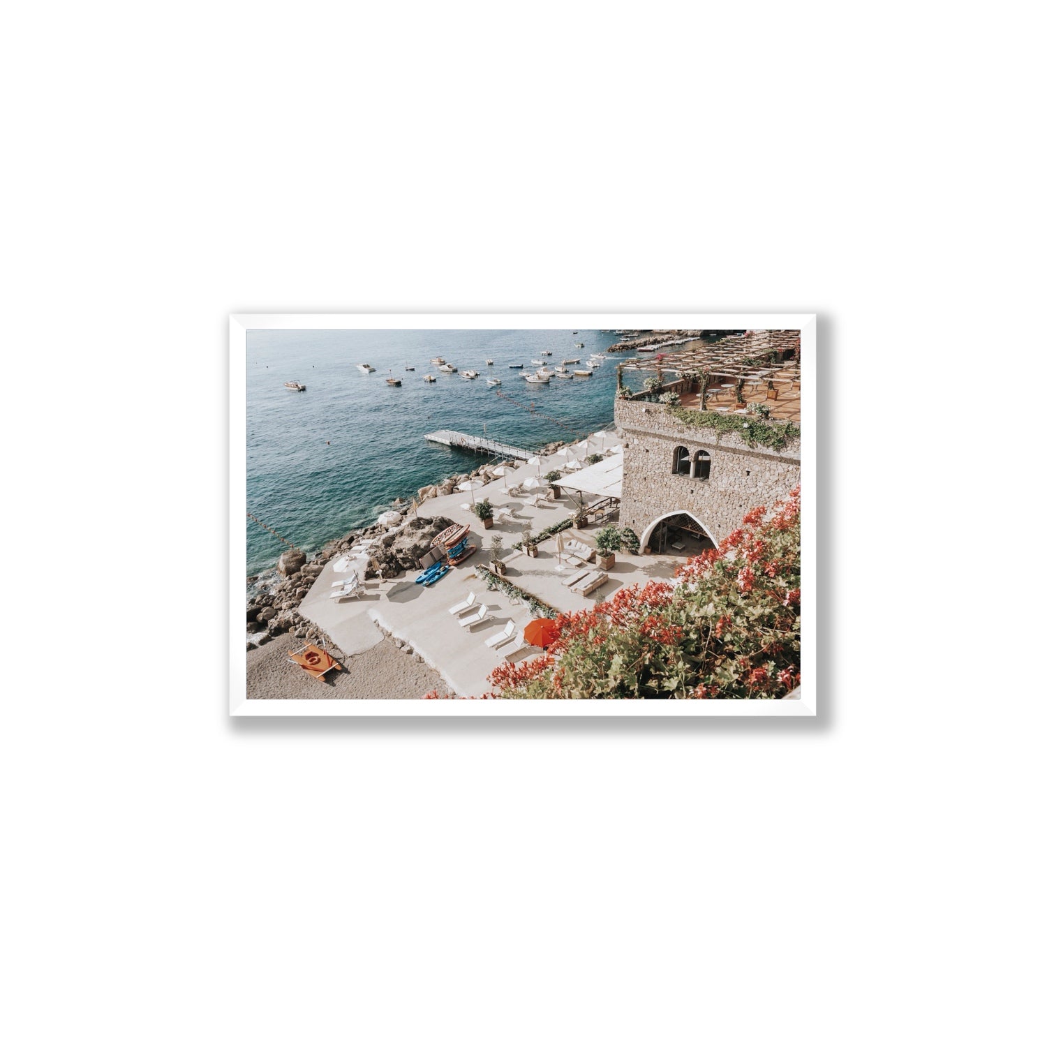 Floral Fortress fine art print, Amalfi, Italy, Large, White Frame · Full Bleed, Fine Art Print