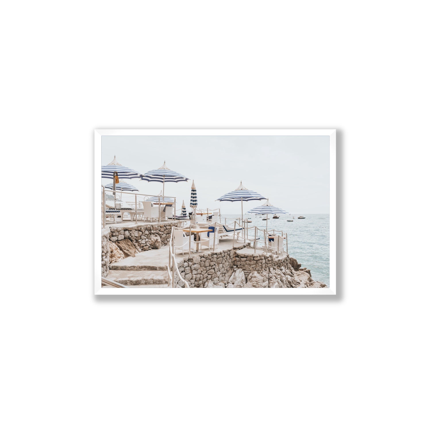 Ombrelloni fine art print, Positano, Italy, Large, White Frame · Full Bleed, Fine Art Print