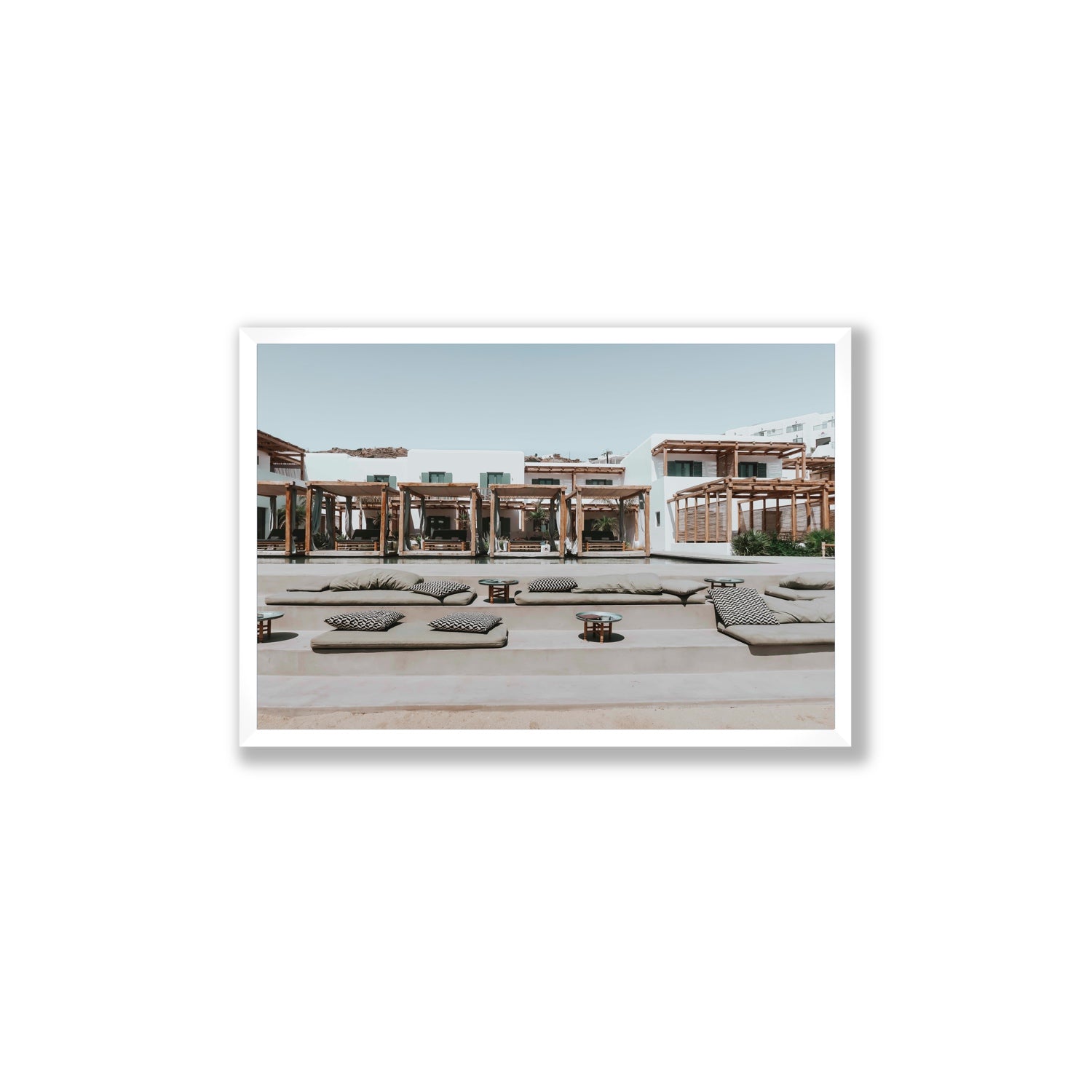 Platis Gialos fine art print, Mykonos, Greece, Large, White Frame · Full Bleed, Fine Art Print