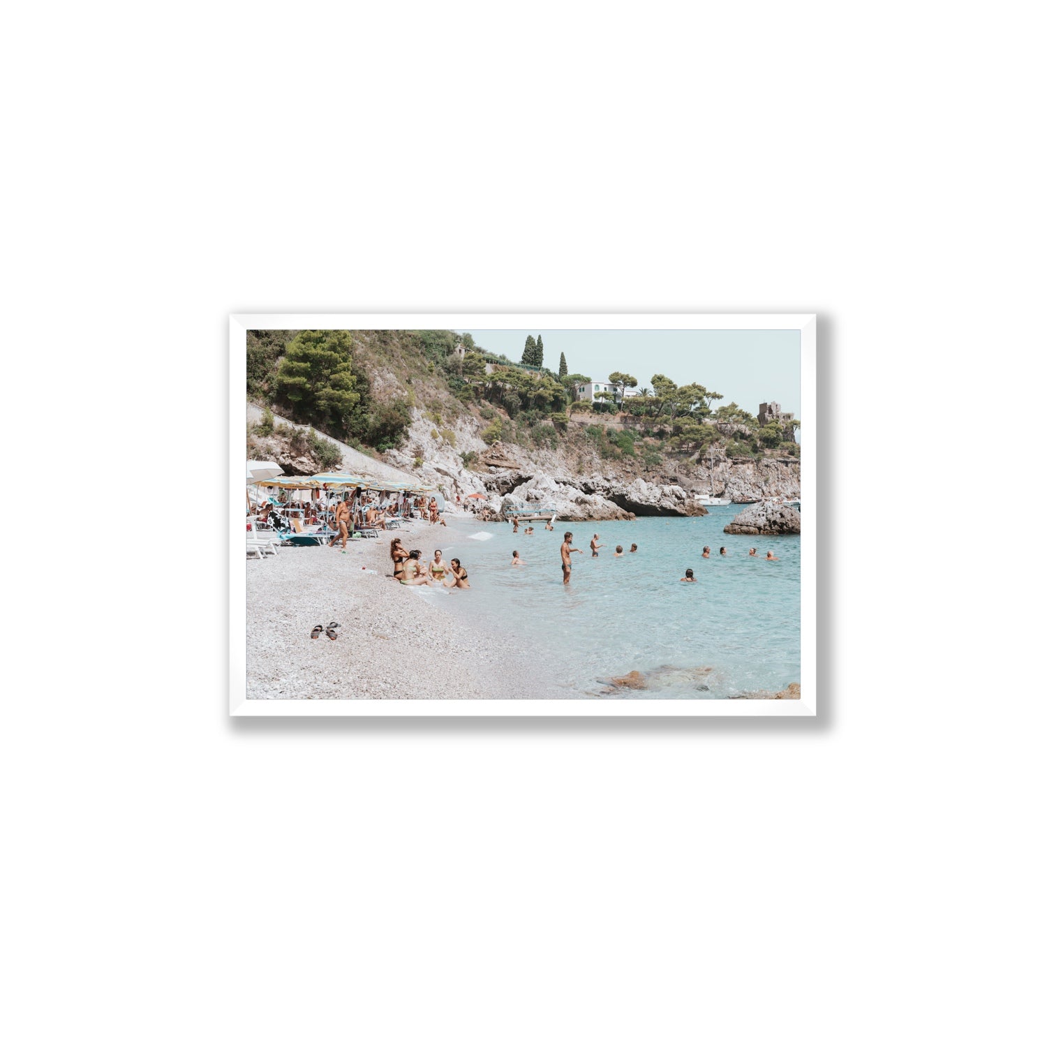 La Vacanza Amalfi Mediterranean wall art Large full-bleed fine art print in white frame