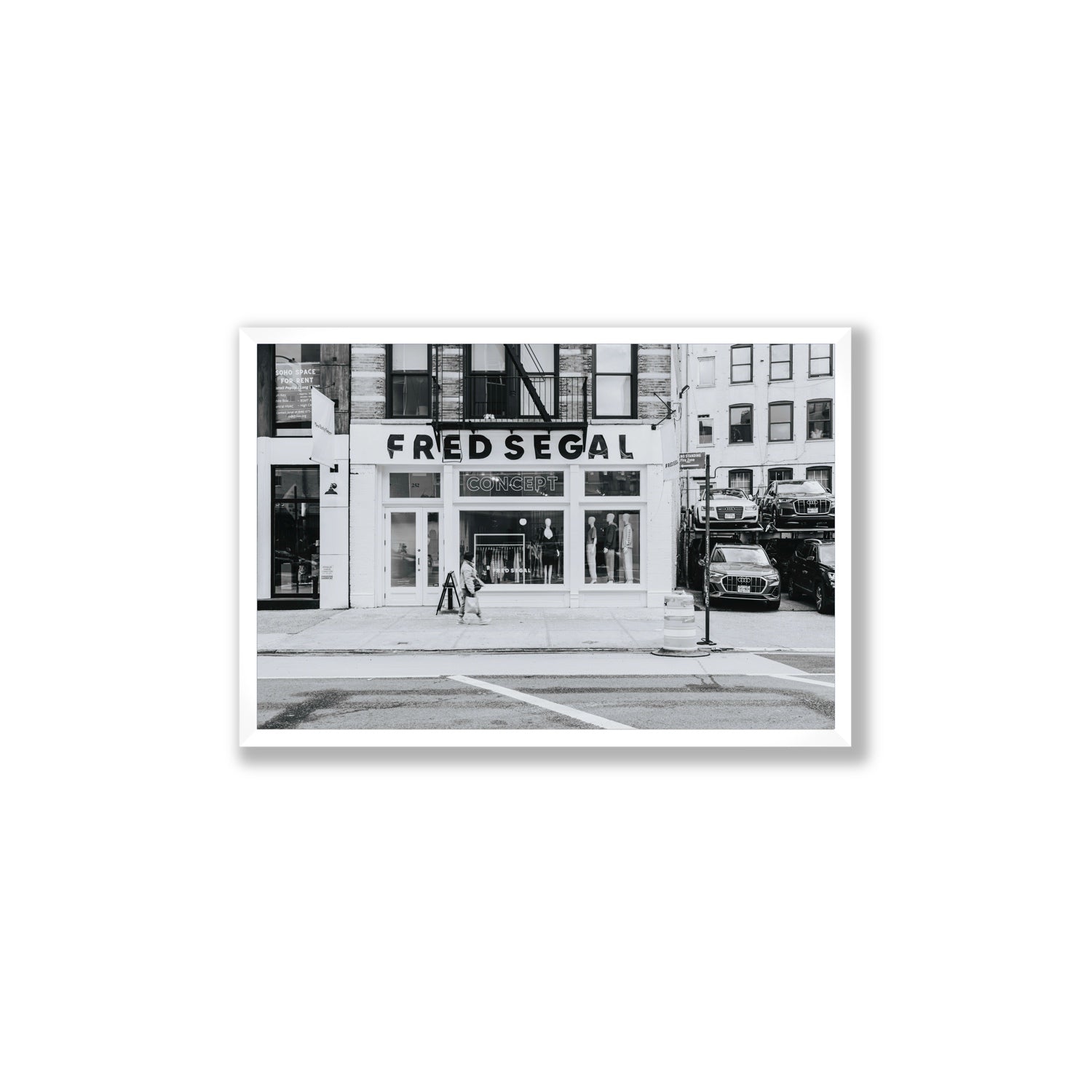 Noir York New York NYC Black & White wall art Large full-bleed fine art print in white frame