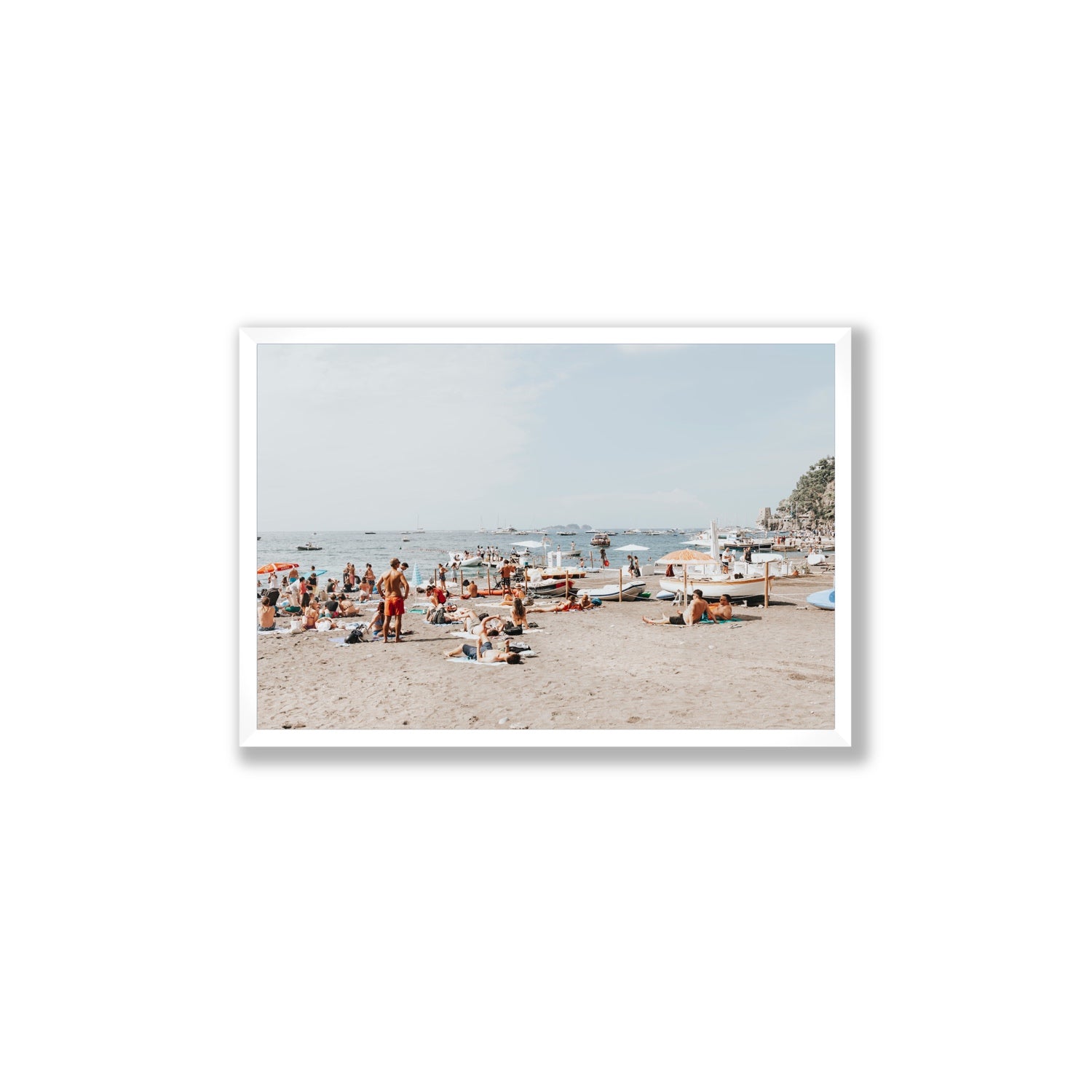 Beachy Vibes fine art print, Positano, Italy, Large, White Frame · Full Bleed, Fine Art Print