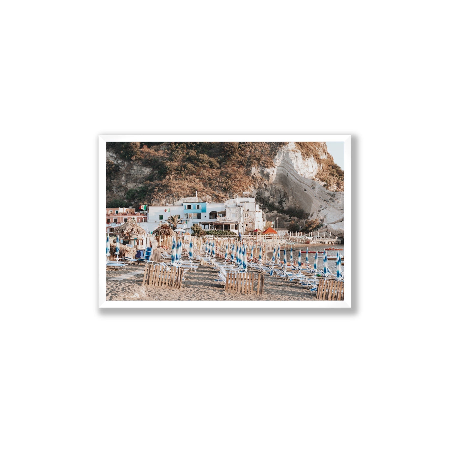 Sant' Angelo Ischia Italian coastal wall art Large full-bleed fine art print in white frame