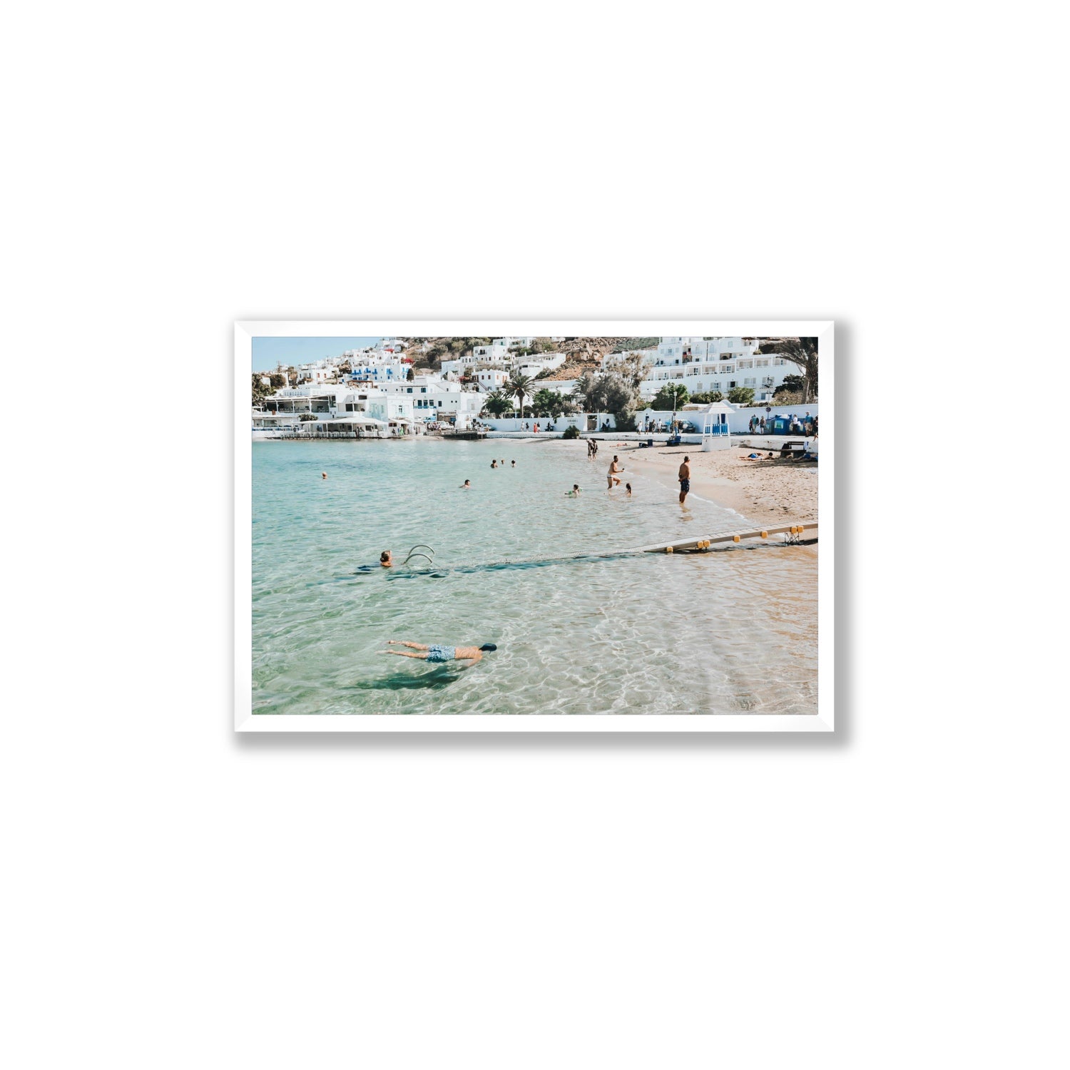 Bathe Yourself In Beauty Mykonos Greek island wall art Large full-bleed fine art print in white frame