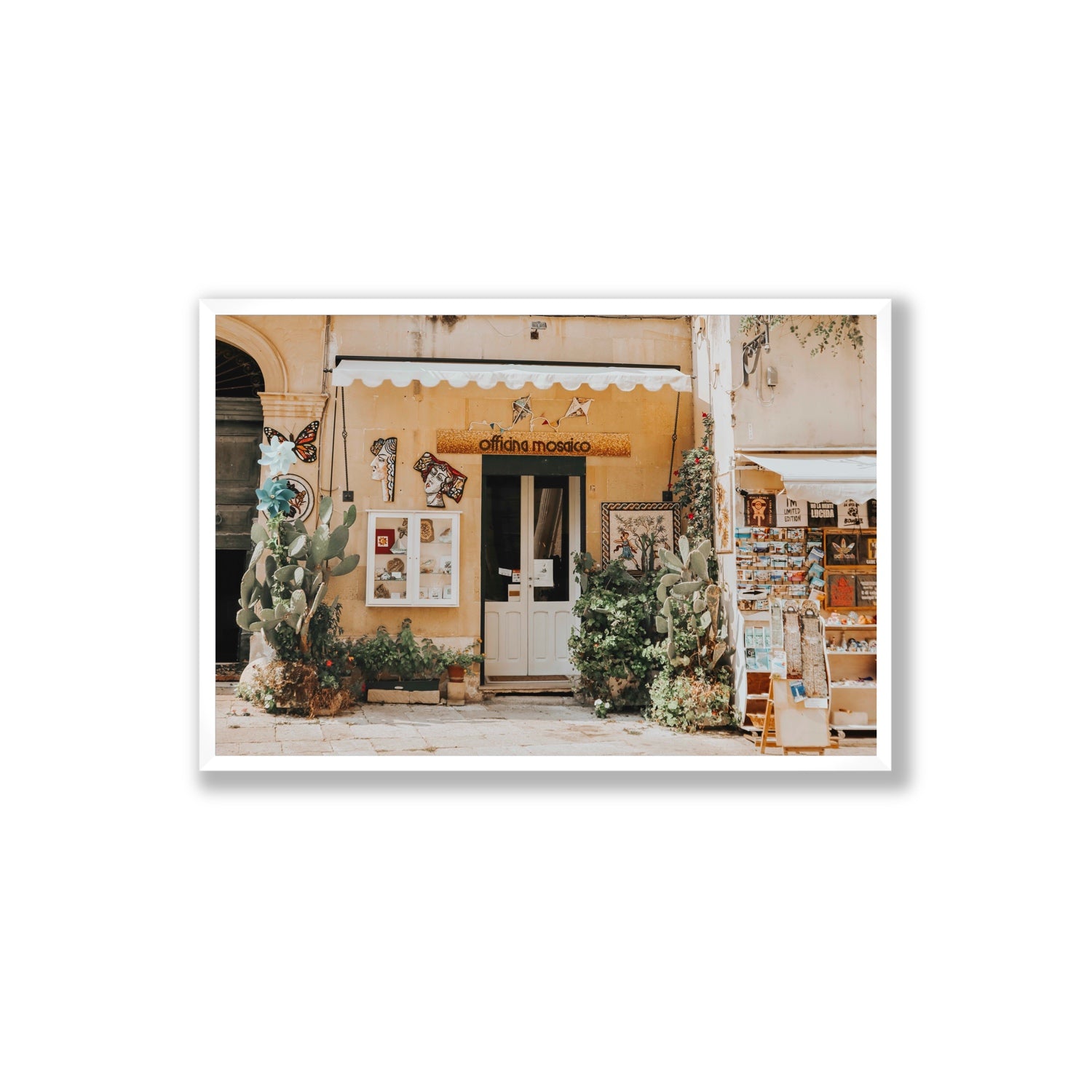 Mosaic Workshop Puglia Italian wall art Extra Large full-bleed fine art print in white frame