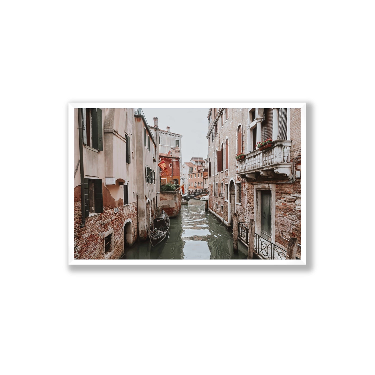Venetian Gothic Venice Canal Italian wall art Extra Large full-bleed fine art print in white frame