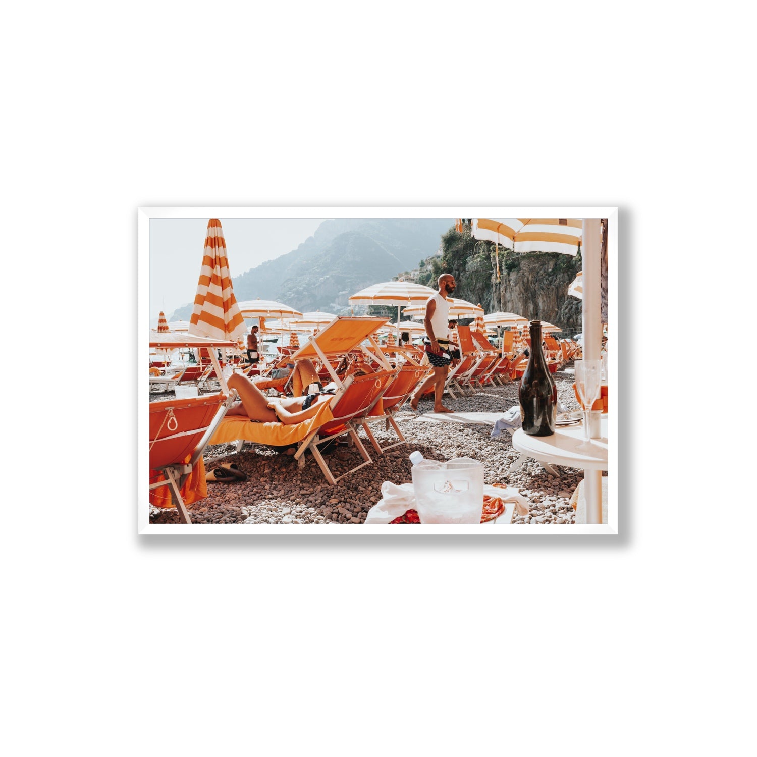 Zesty Shade Positano wall art Extra Large full-bleed fine art print in white frame