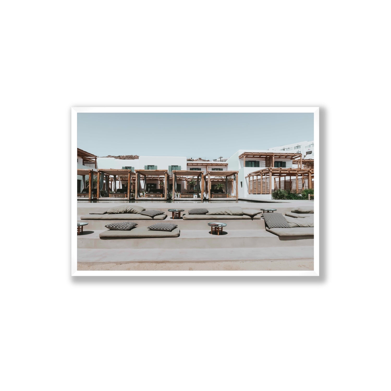 Platis Gialos fine art print, Mykonos, Greece, Extra Large, White Frame · Full Bleed, Fine Art Print