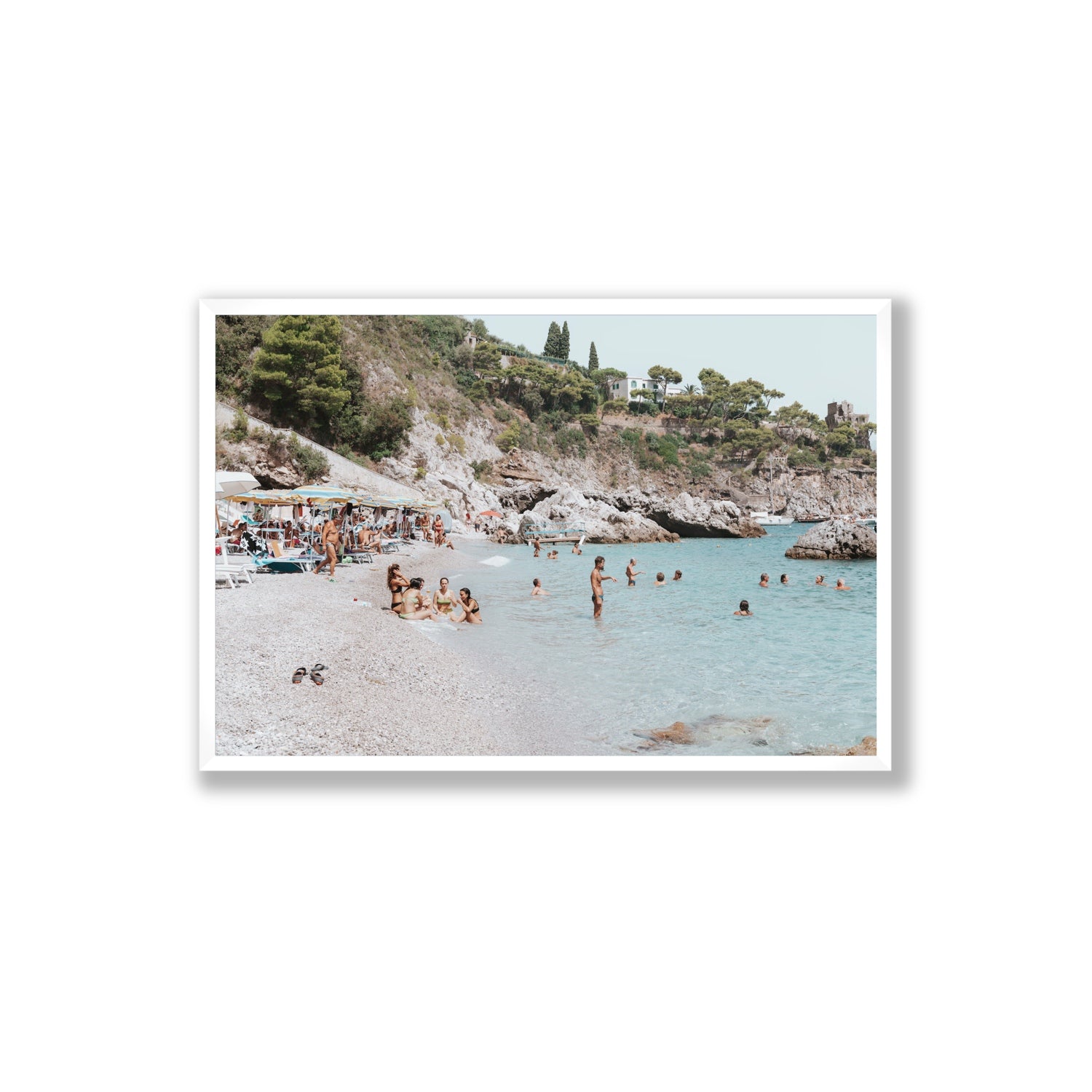 La Vacanza Amalfi Mediterranean wall art Extra Large full-bleed fine art print in white frame