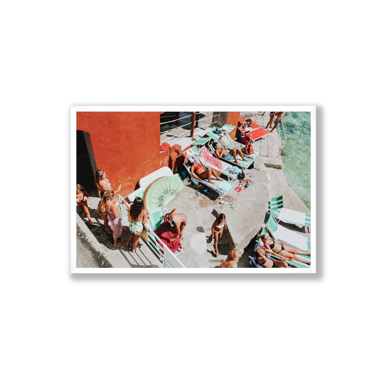 Italianita Capri beach Mediterranean wall art Extra Large full-bleed fine art print in white frame