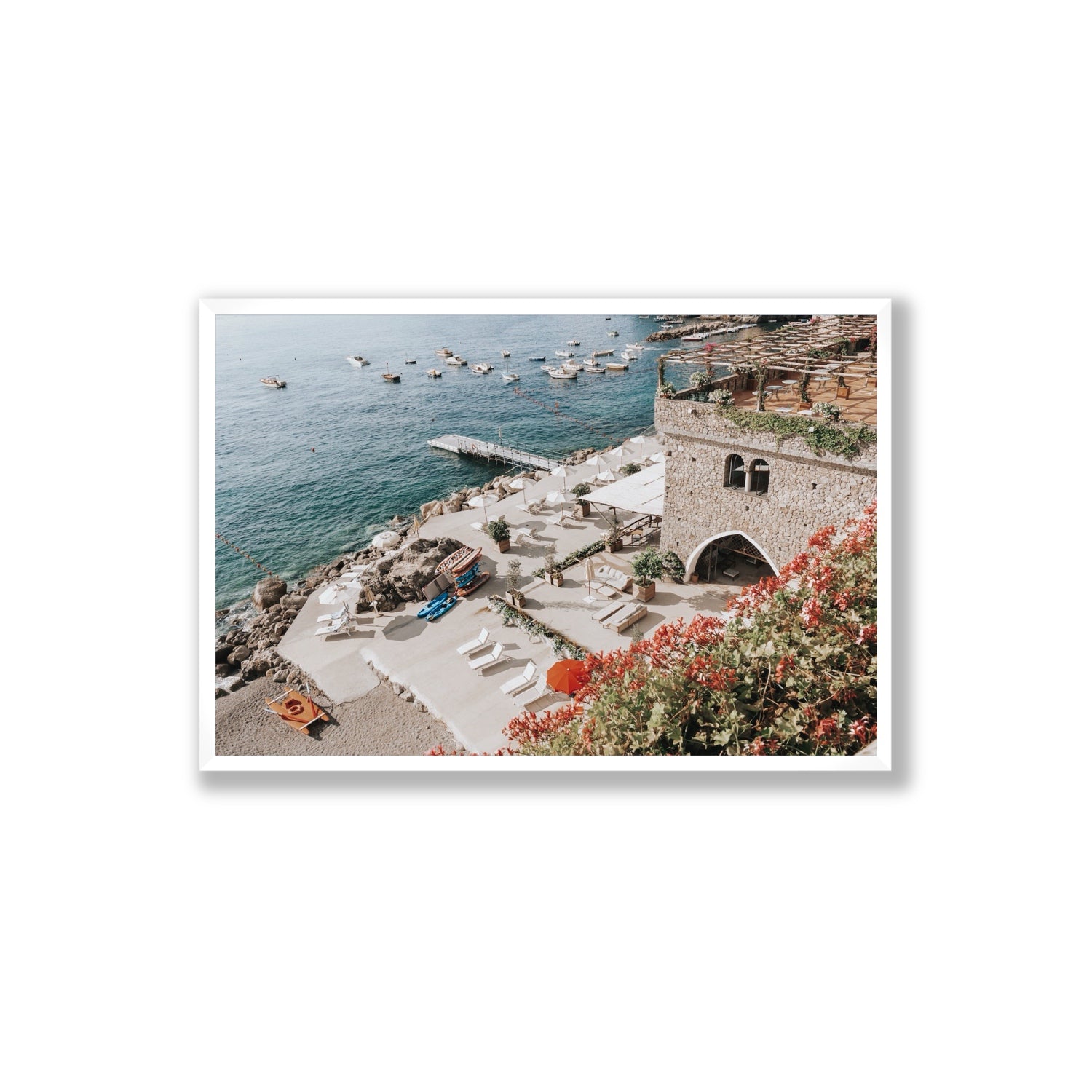 Floral Fortress fine art print, Amalfi, Italy, Extra Large, White Frame · Full Bleed, Fine Art Print