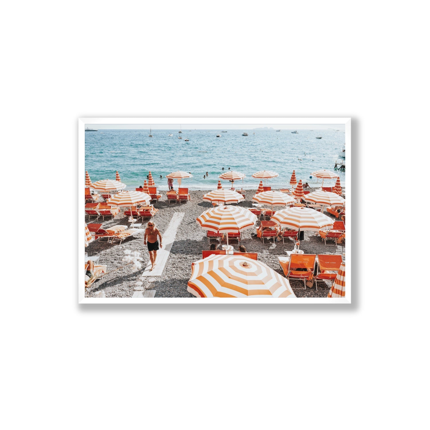 Shoreline Strut Positano wall art Extra Large full-bleed fine art print in white frame