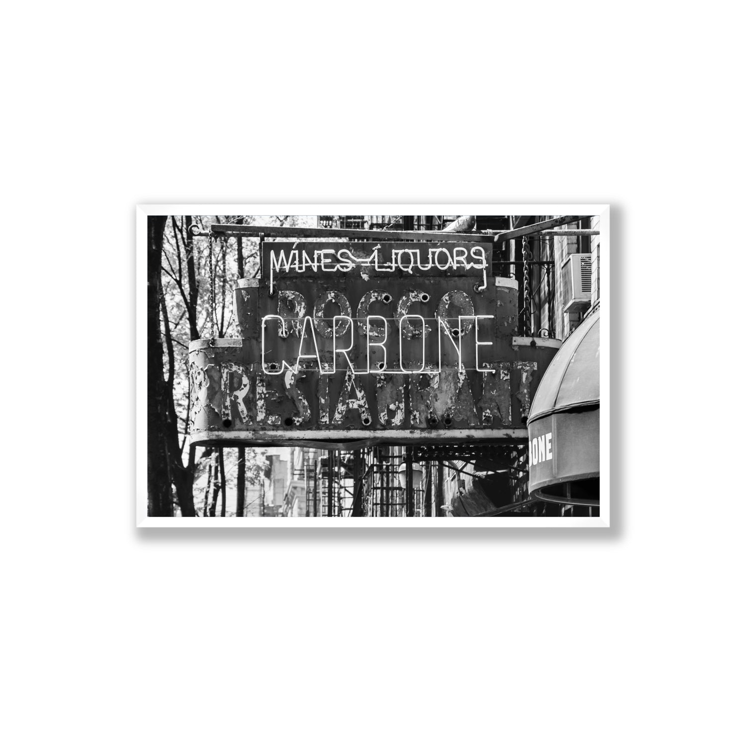 Thompson Street New York NYC Black & White wall art Extra Large full-bleed fine art print in white frame