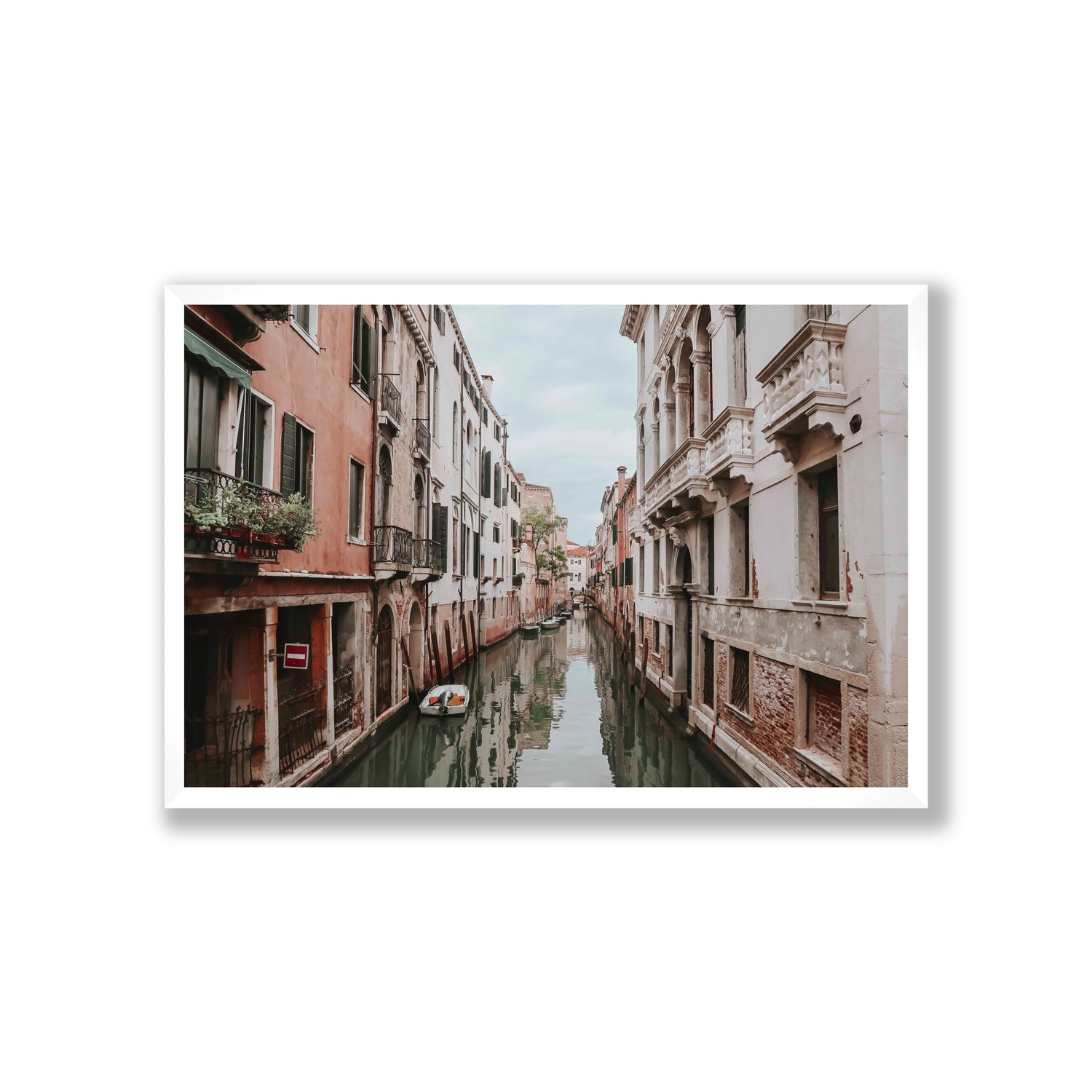 The Floating City Venice Canal Italian decor wall art Giant full-bleed fine art print in white frame