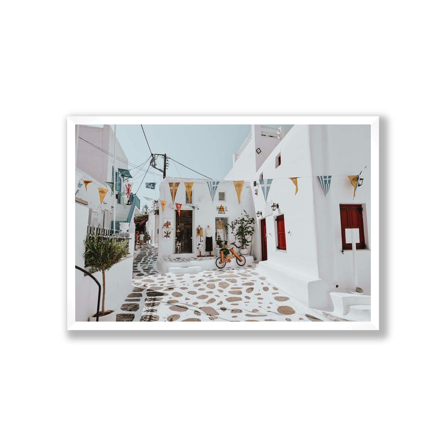 Cruising The Streets Mykonos Greek island wall art Giant full-bleed fine art print in white frame