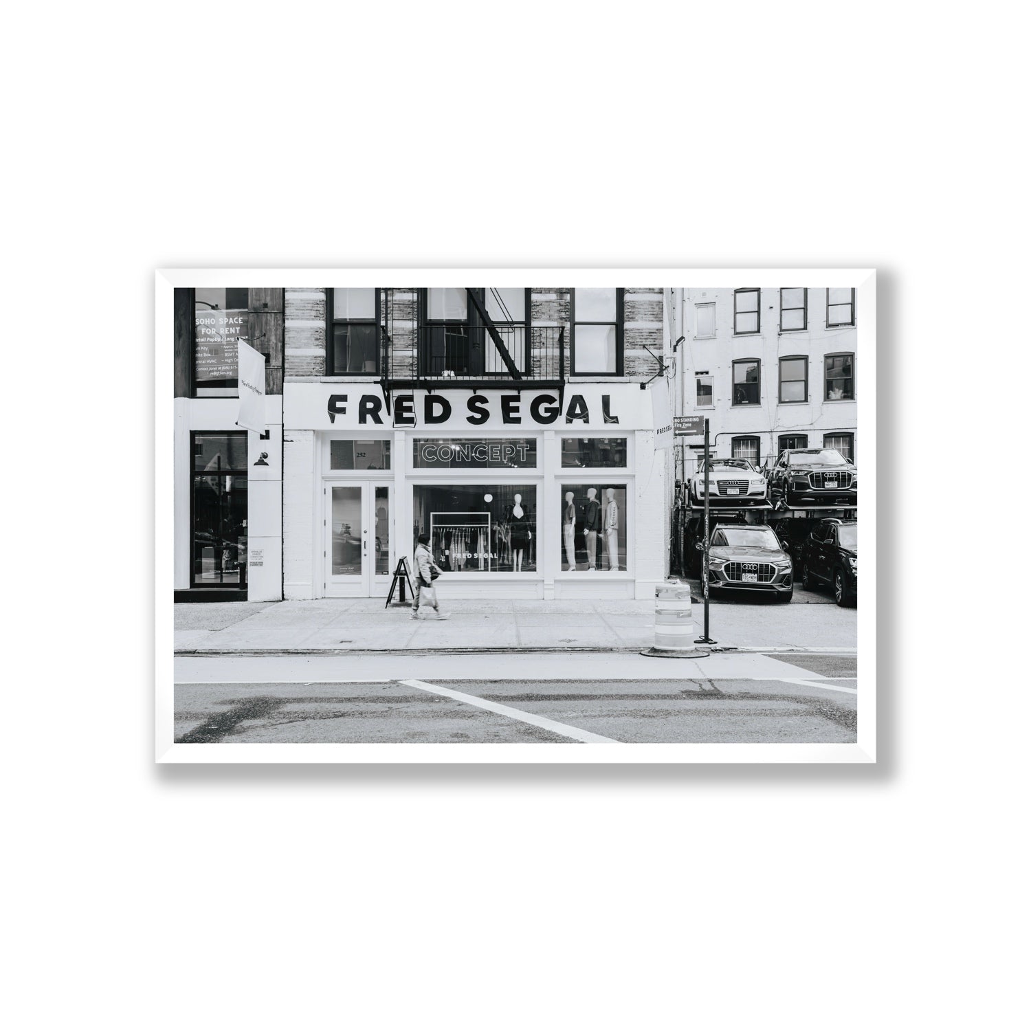 Noir York New York NYC Black & White wall art Giant full-bleed fine art print in white frame