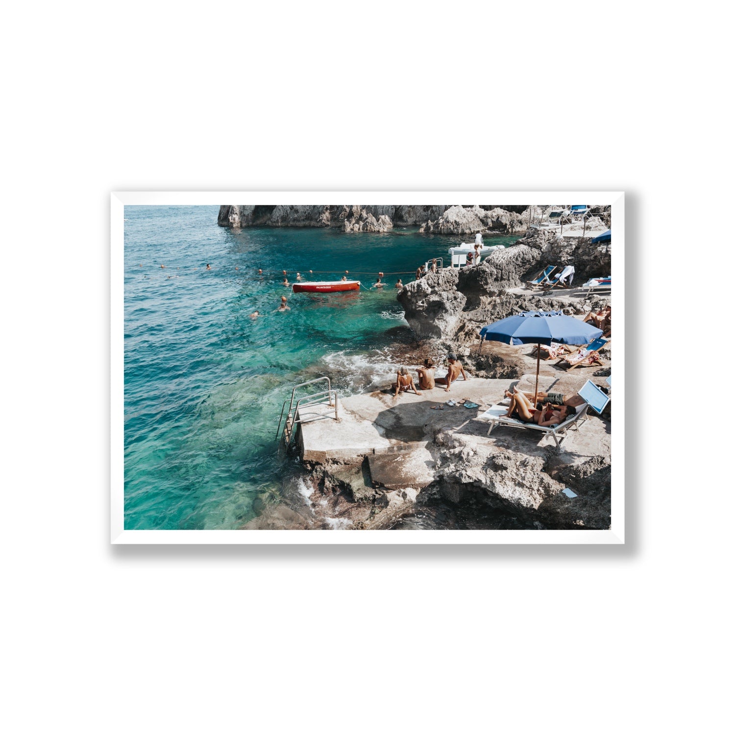 Serenity By The Sea Capri Mediterranean wall art Giant full-bleed fine art print in white frame