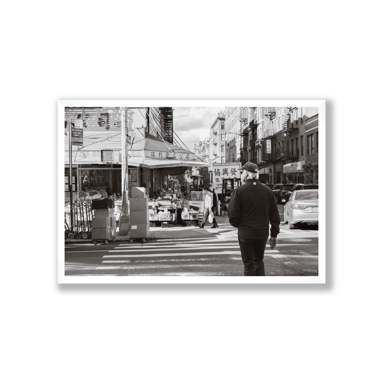 Chinatown New York NYC Street wall art Giant full-bleed fine art print in white frame