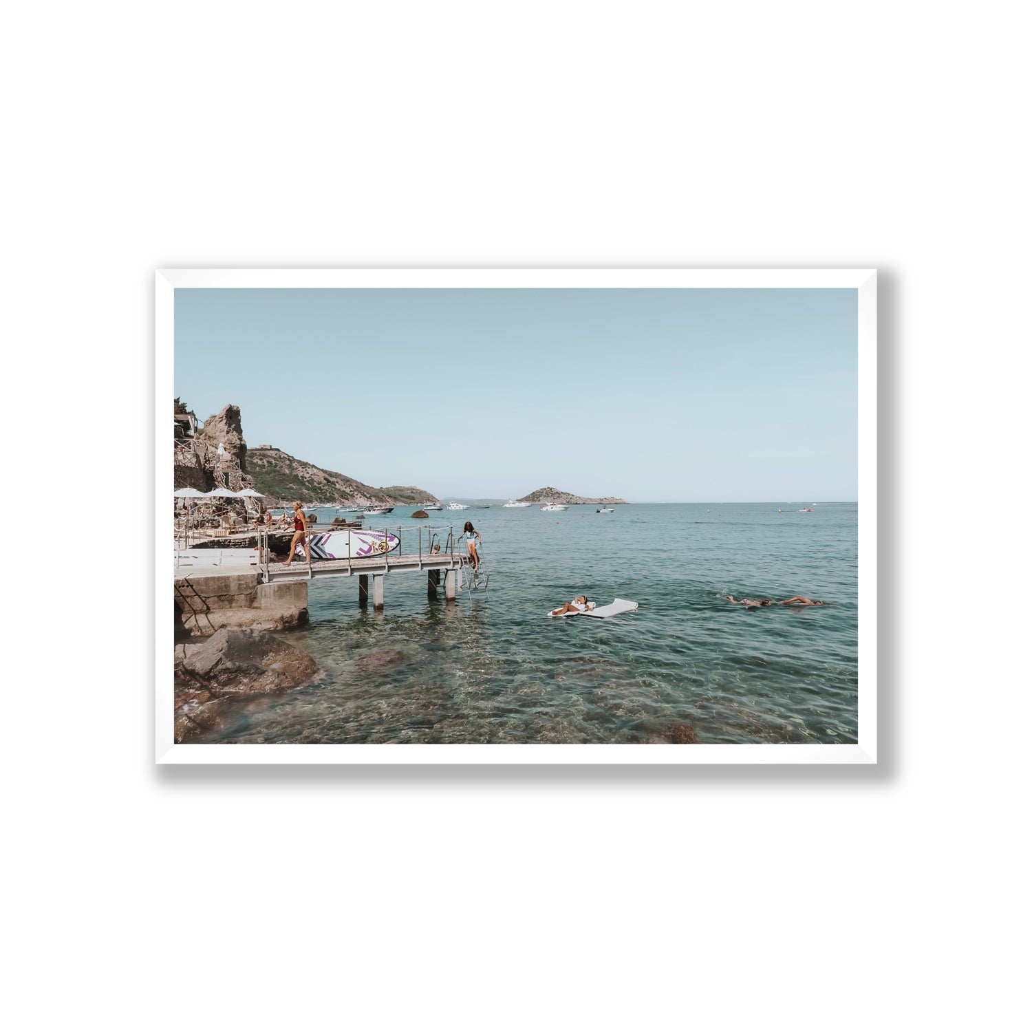 Retro Glamour Tuscany coastal Italian wall art Giant full-bleed fine art print in white frame