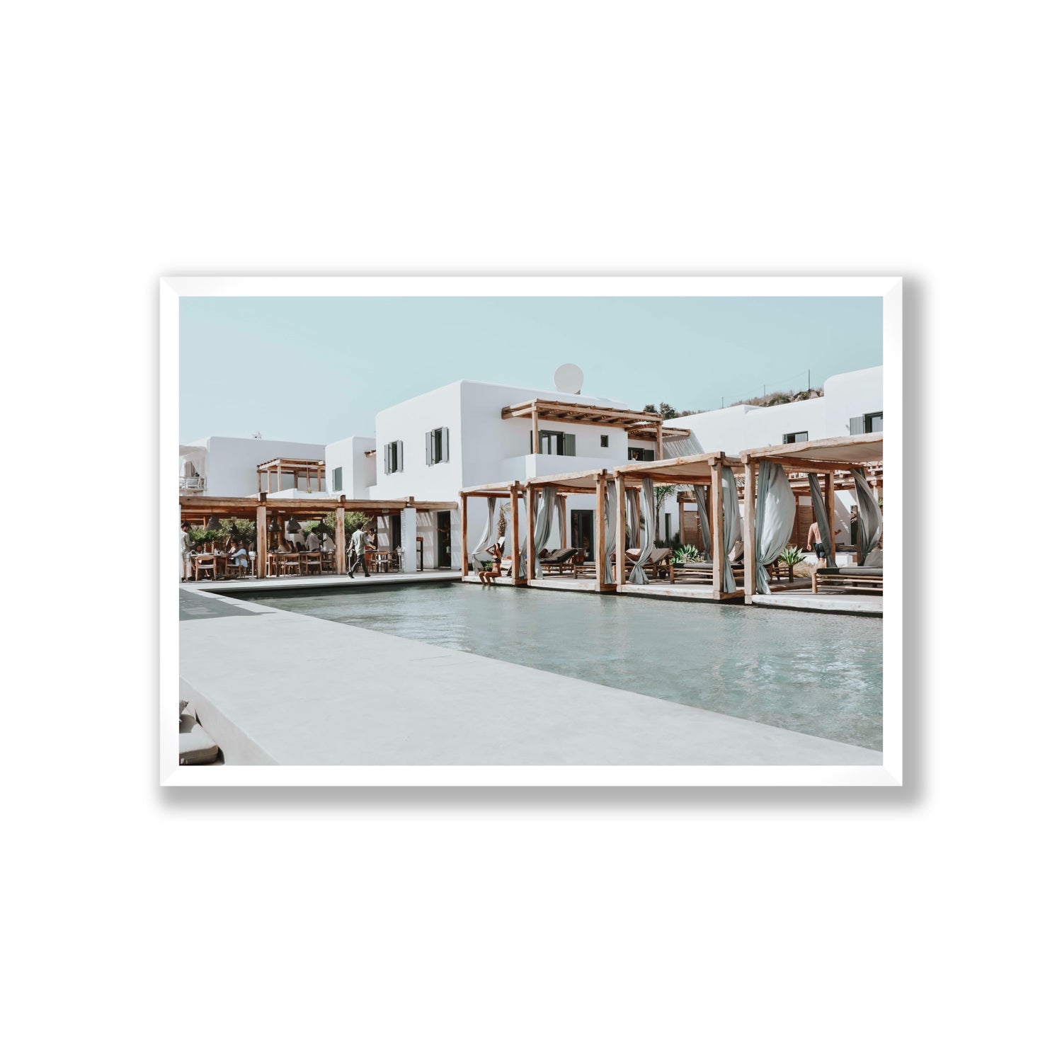 Polytelís Mykonos Greek island wall art Giant full-bleed fine art print in white frame