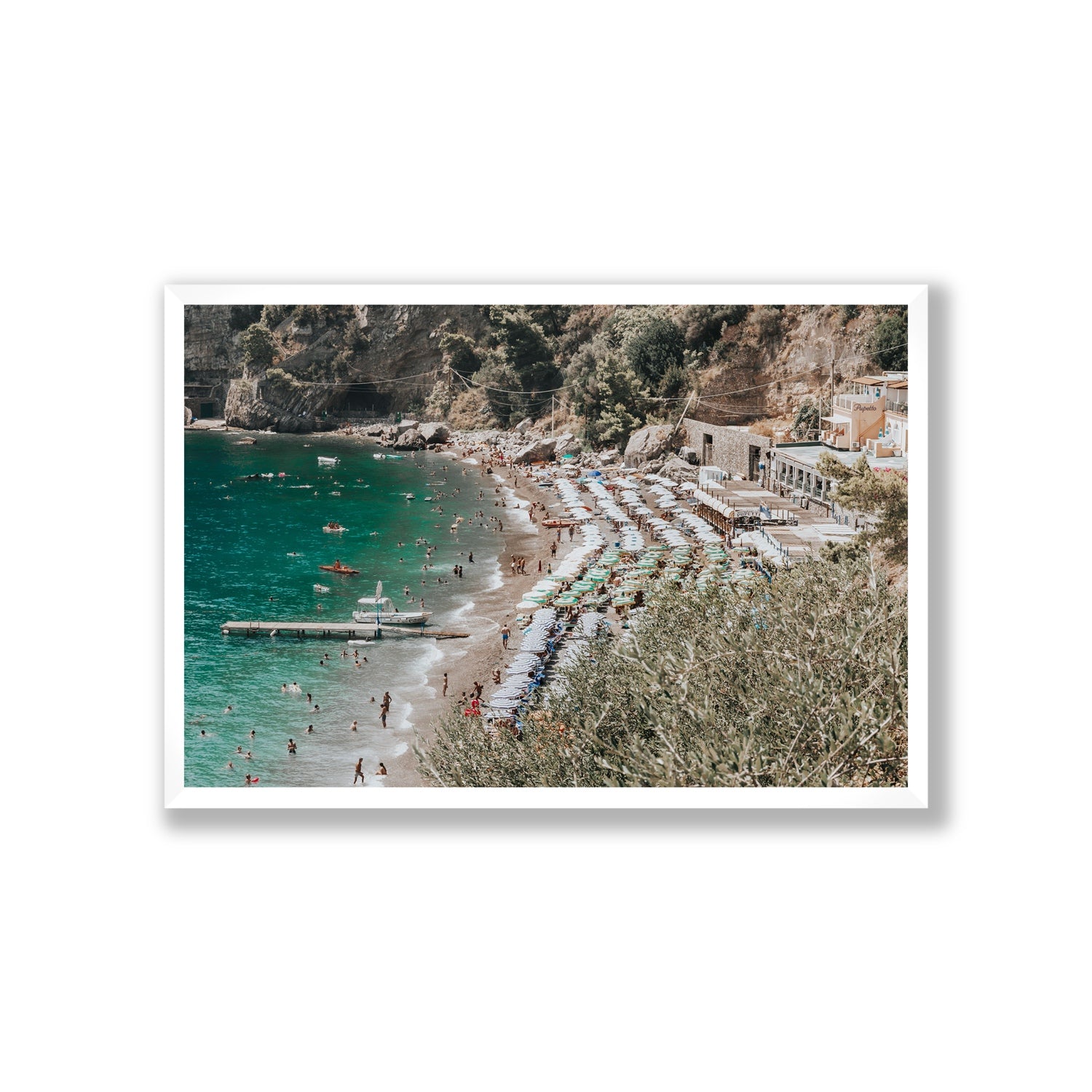 Fornillo Beach fine art print, Positano, Italy, Giant, White Frame · Full Bleed, Fine Art Print