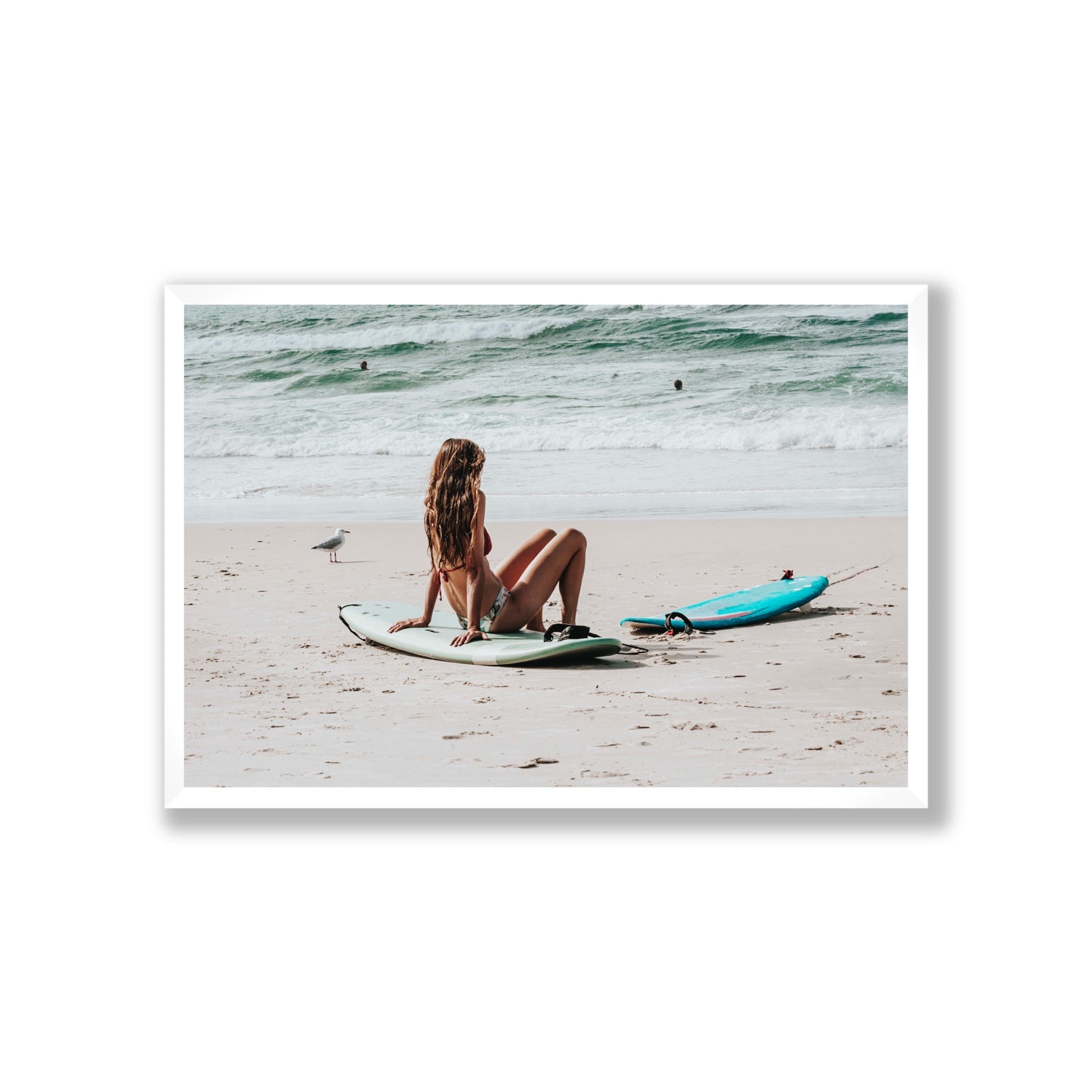 Ciao Bella Byron Bay Surf coastal wall art Giant full-bleed fine art print in white frame