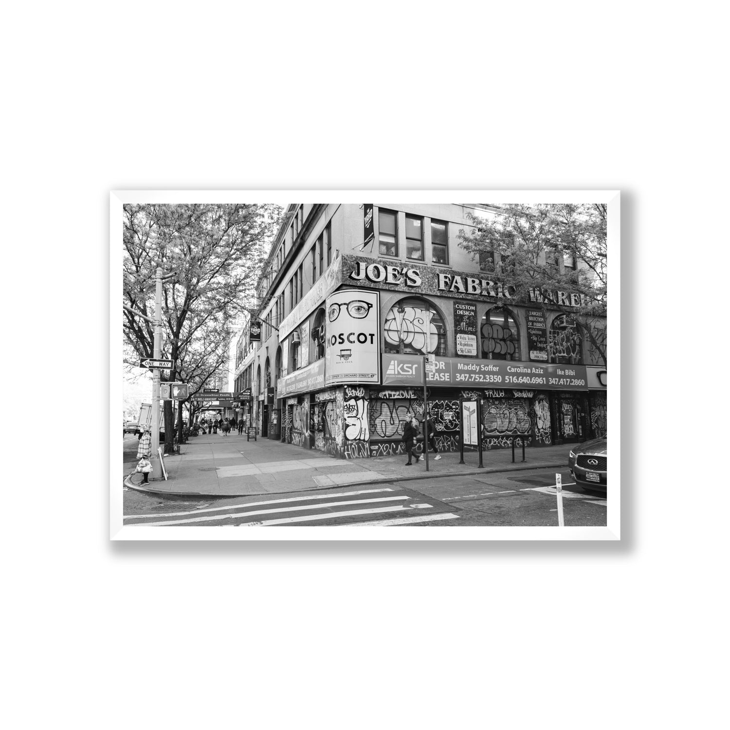 Wall Poetry New York NYC Black & White wall art Giant full-bleed fine art print in white frame