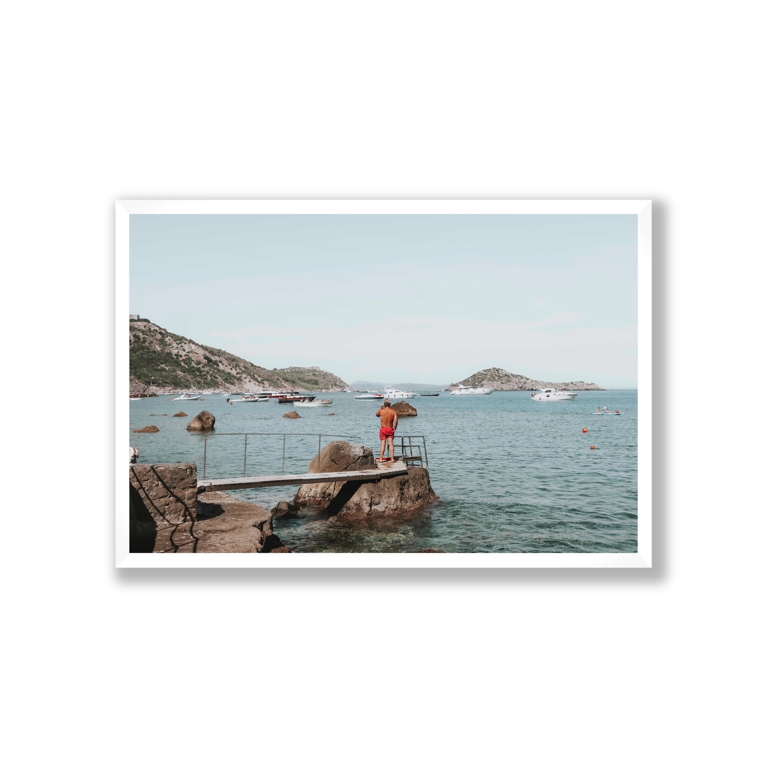 Out Of Office Tuscany coastal Italian wall art Giant full-bleed fine art print in white frame